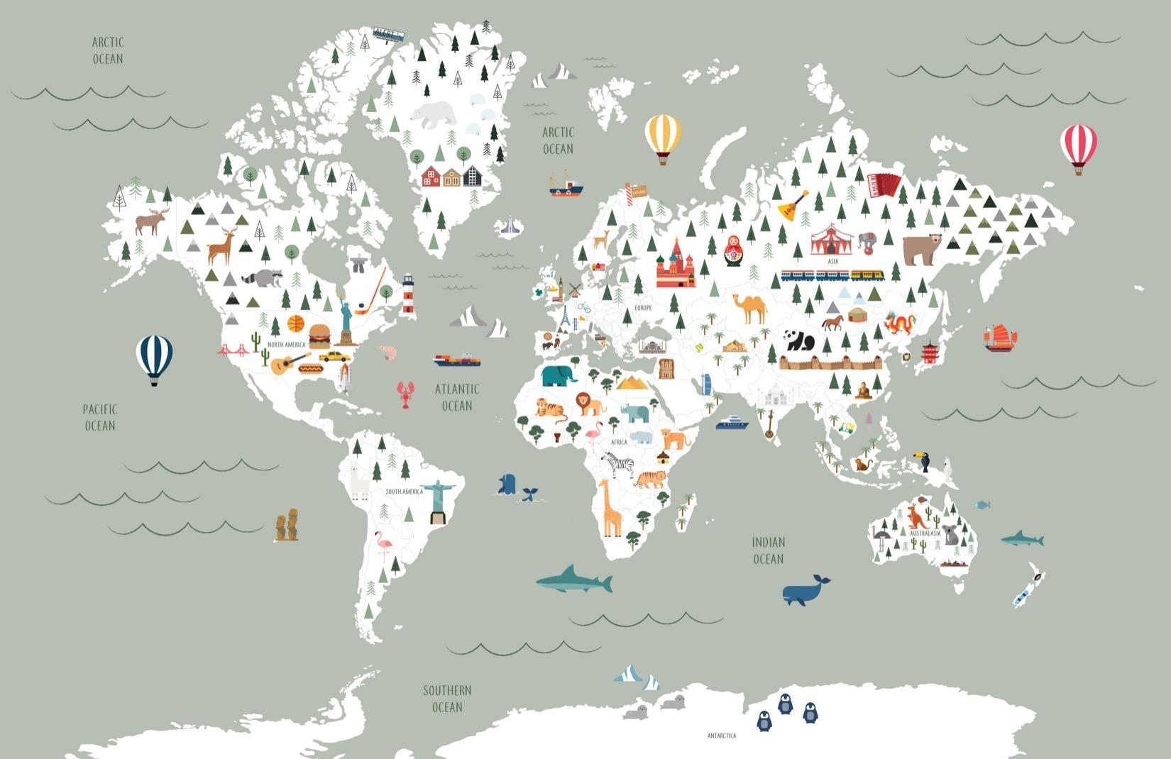 1650x1070 Sage Ultimate Kids Map Wallpaper Mural, Desktop