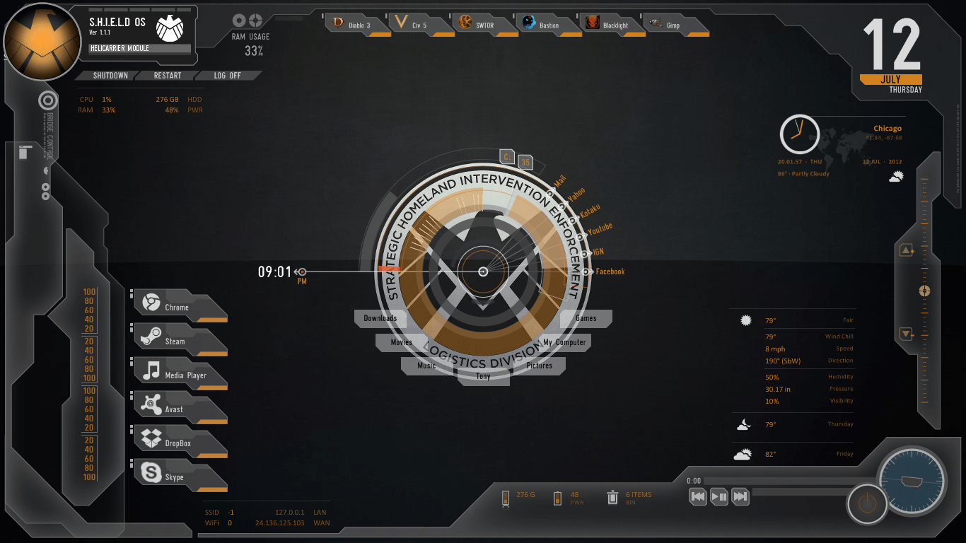 1370x770 Avengers SHIELD OS Skin v1.4, Desktop