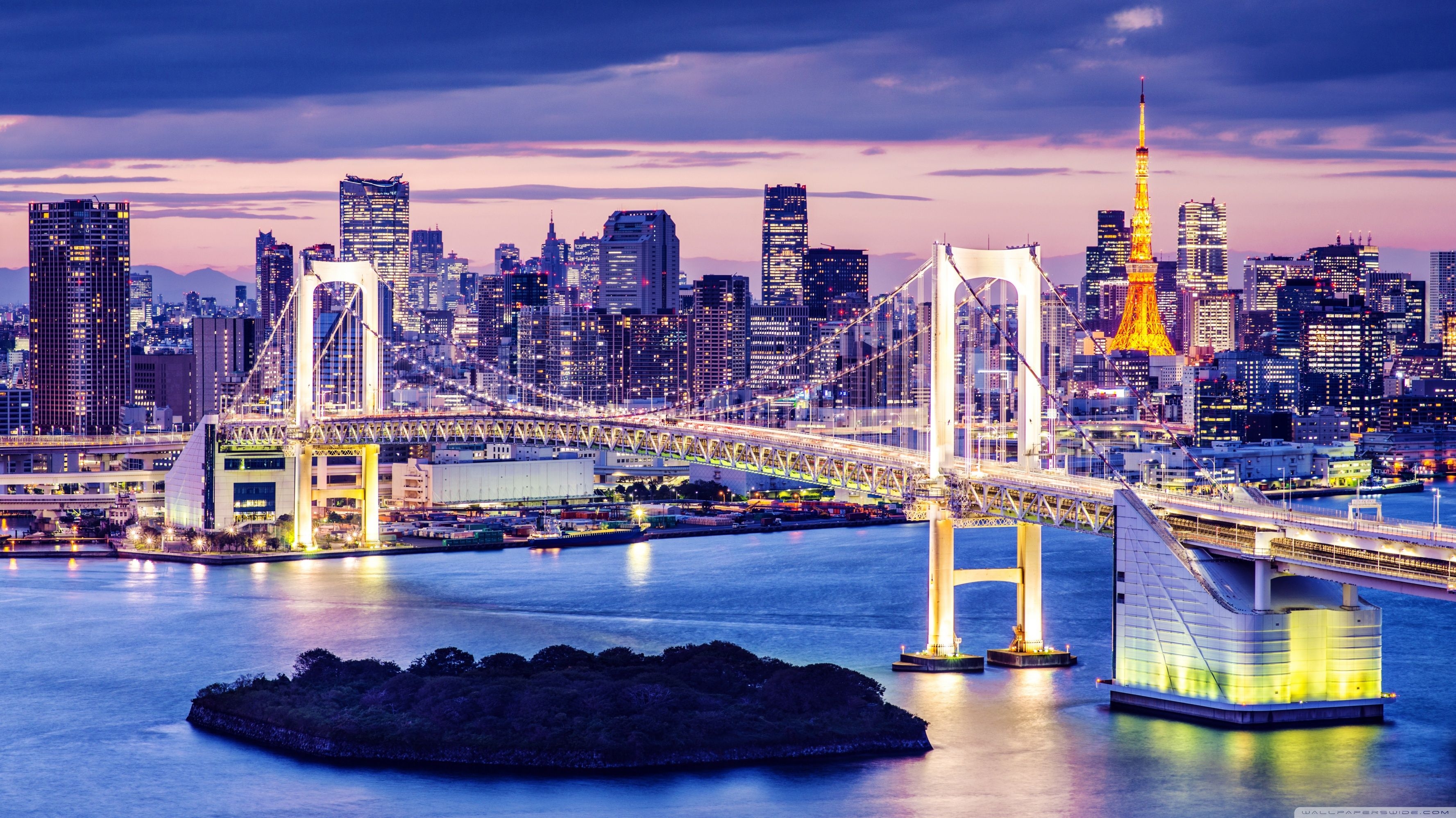 3560x2000 Rainbow Bridge, Tokyo, Japan Ultra HD Desktop Background Wallpaper, Desktop