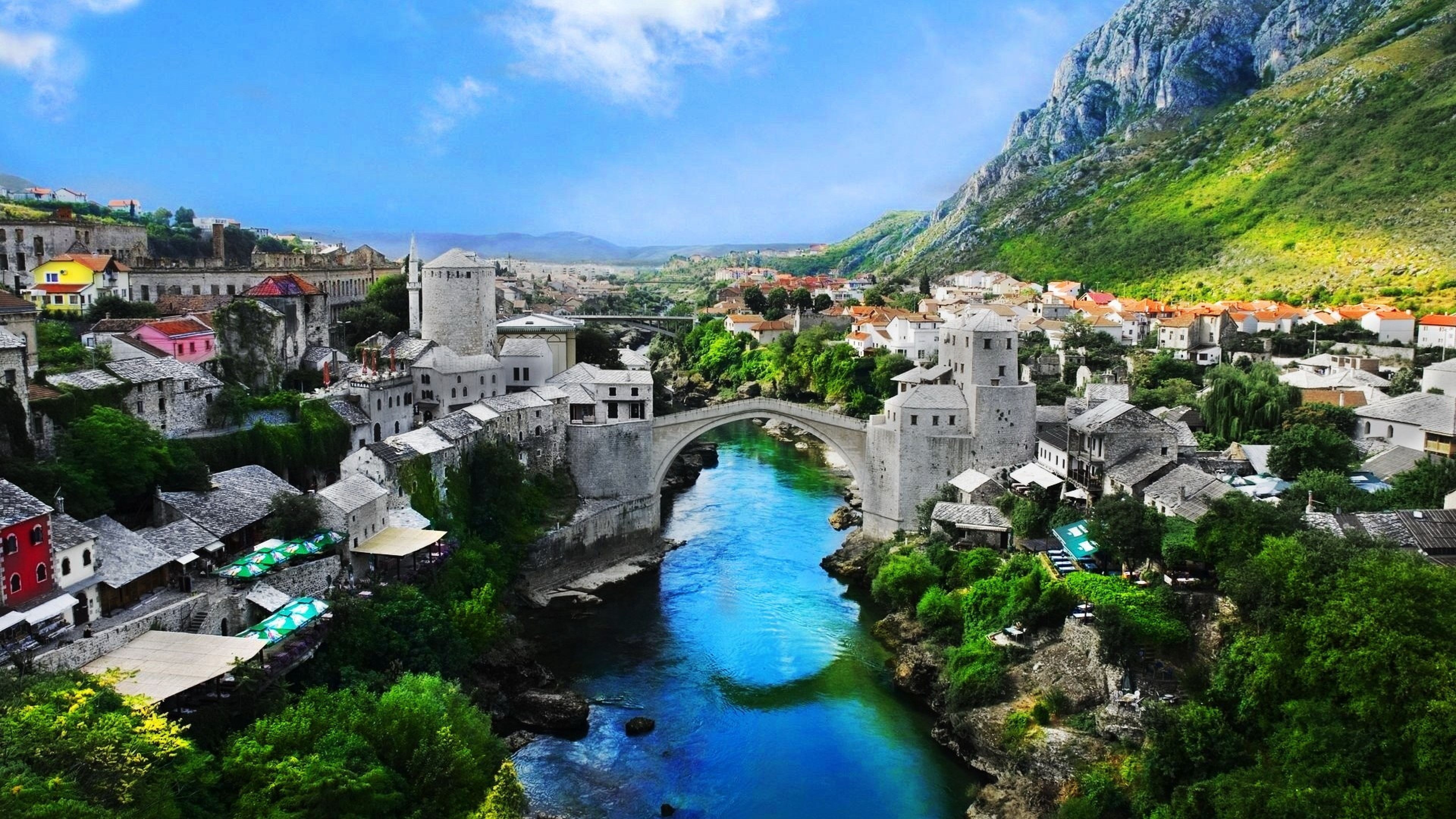 3840x2160 Landscape 4K Ultra HD Wallpaper.. Mostar old town, Mostar, Desktop