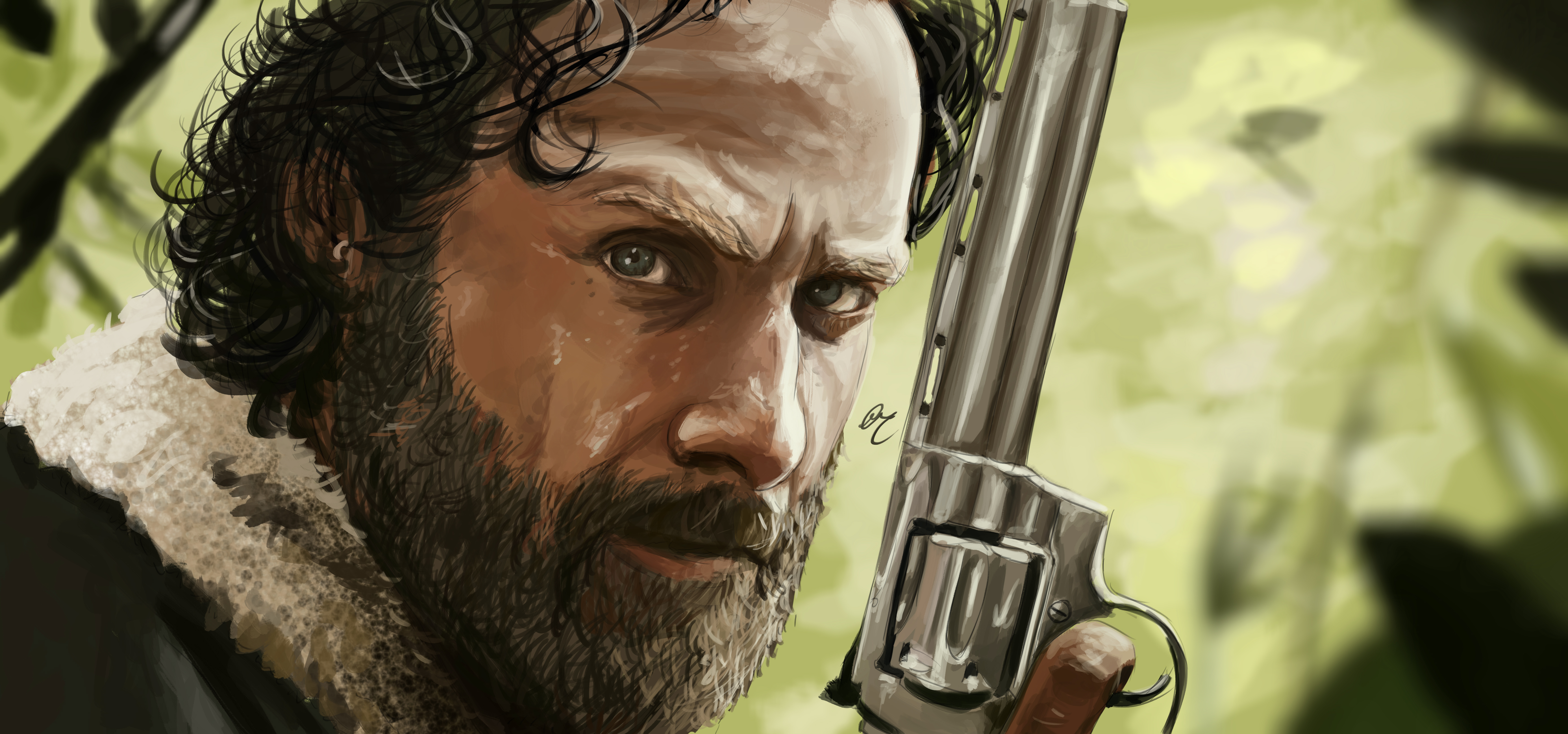 5560x2600 Rick Walking Dead 5k Artwork 2048x1152 Resolution HD 4k Wallpaper, Image, Background, Photo and Picture, Dual Screen