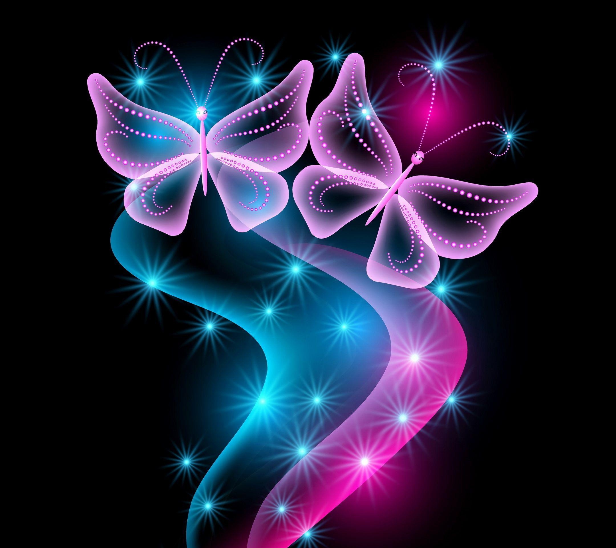 2160x1920 Wallpaper neon, butterflies, abstract, blue, pink, sparkle, glow, butterfly wallpaper abstr. Butterfly wallpaper background, Butterfly wallpaper, Neon wallpaper, Desktop