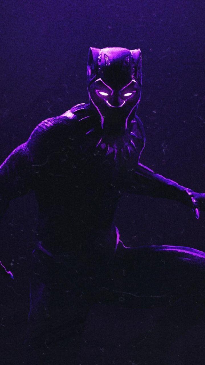 720x1280 Download  wallpaper Black panther, dark, glowing suit, art, Phone