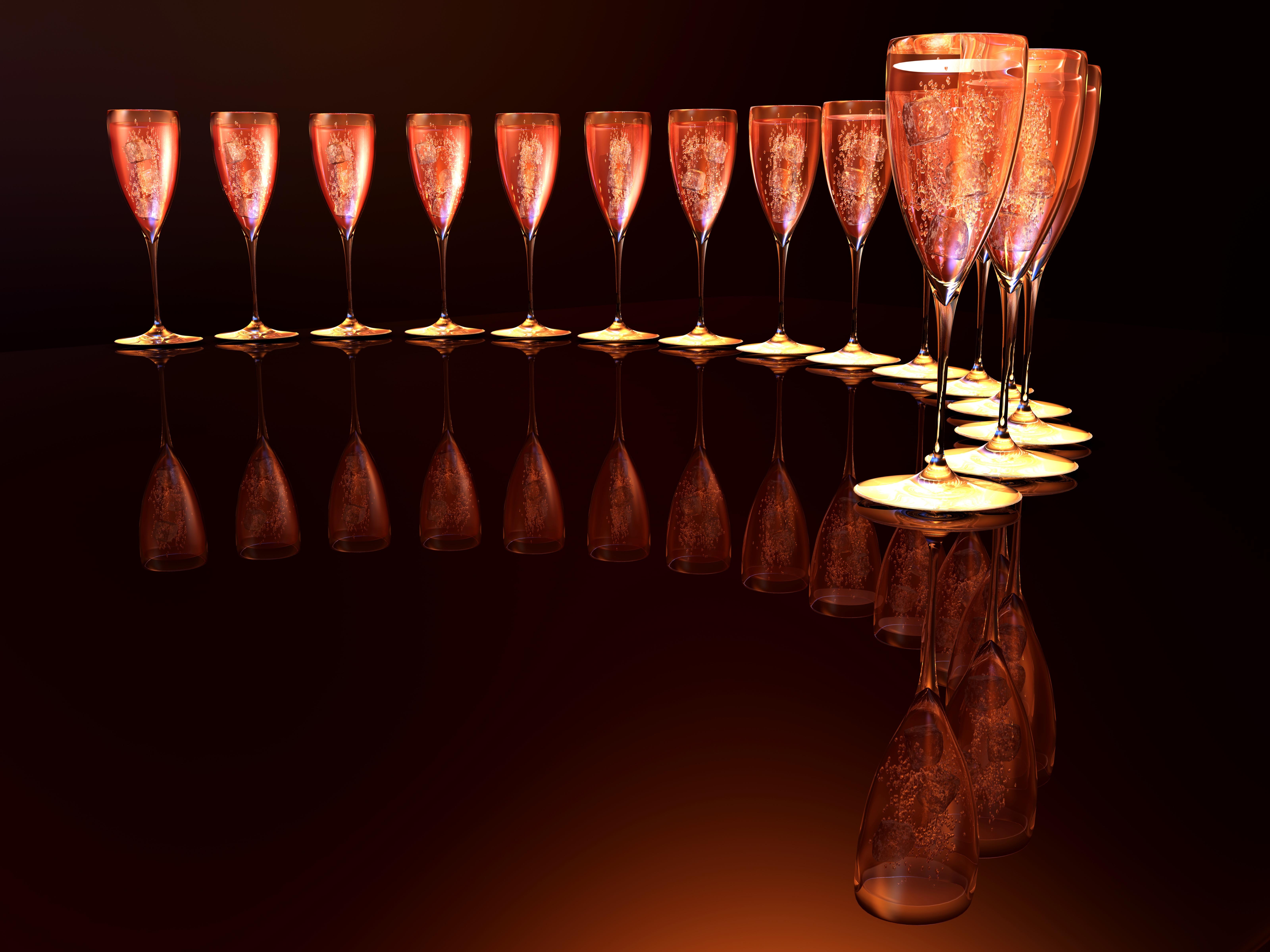 6400x4800 Photos Sparkling wine Reflection Food Stemware, Desktop