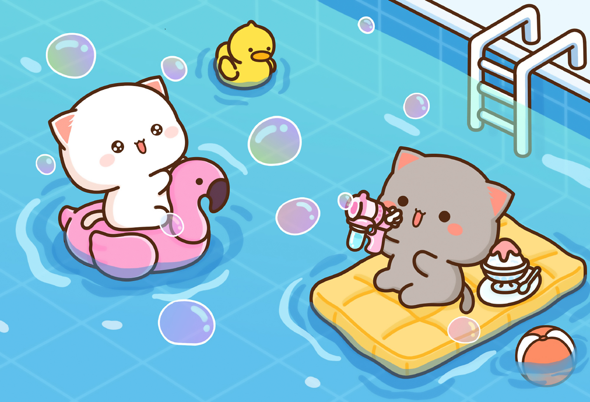 2000x1370 Peach & Goma Swimming Pool Fun Desktop Wallpaper, Desktop