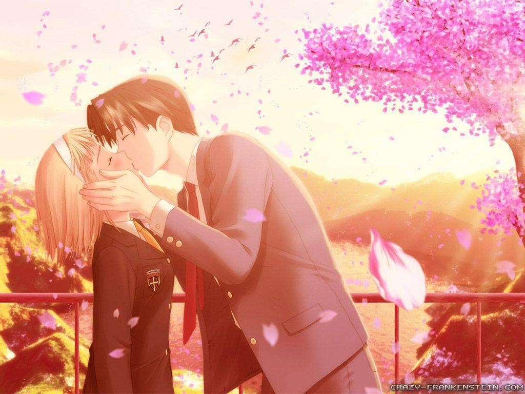 1030x770 Romance Anime Love couple kissing image HD, Desktop