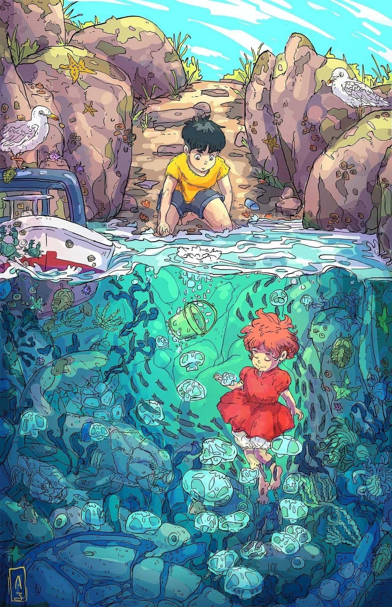 1280x1980 HD Ponyo Wallpaper Explore more #ponyo, Animated, Cute, Dentsu, Entertainment wallpaper. /h. Disney canvas art, Studio ghibli art, Ponyo, Phone