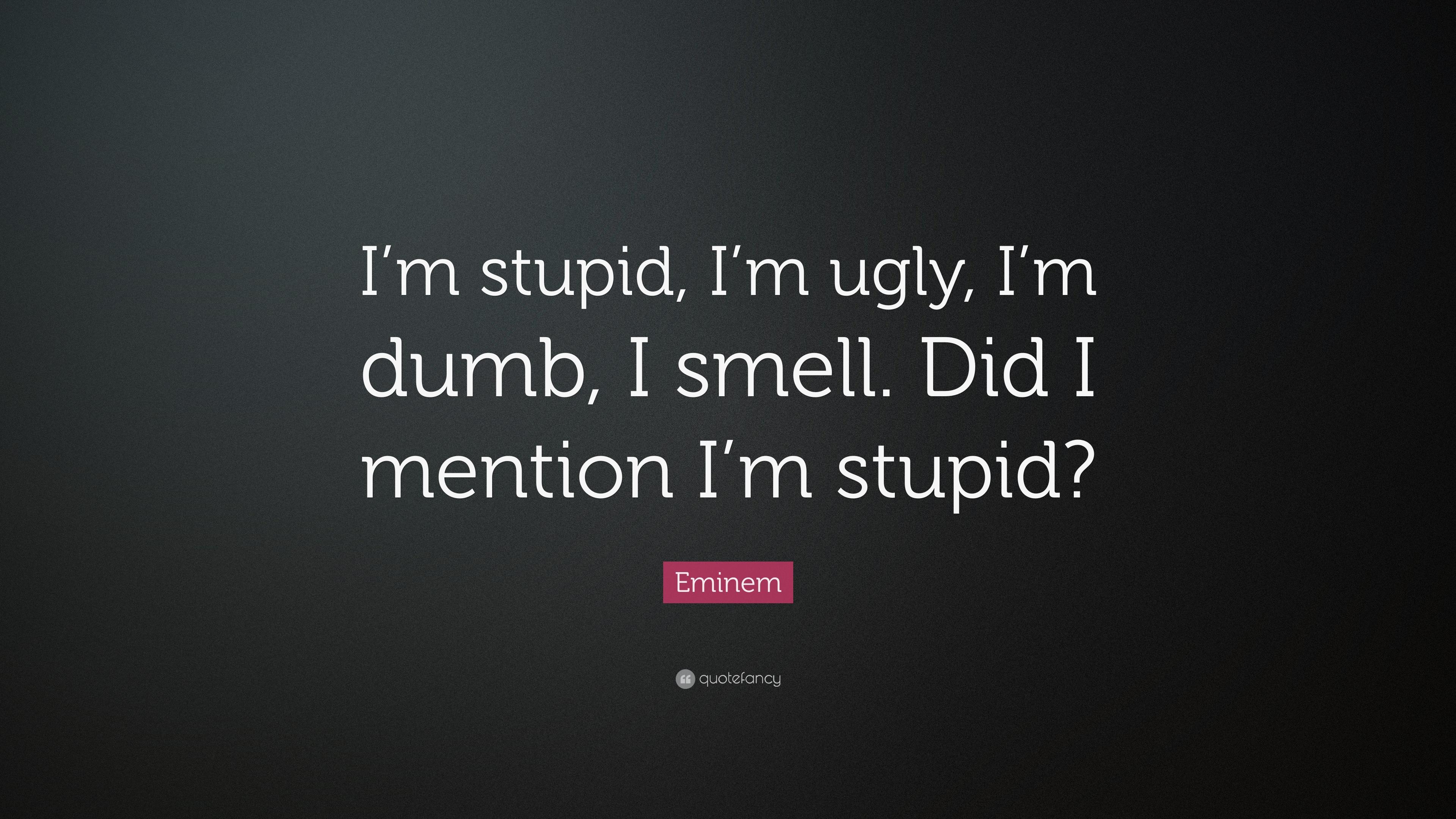 3840x2160 Eminem Quote: “I'm stupid, I'm ugly, I'm dumb, I smell. Did I mention, Desktop