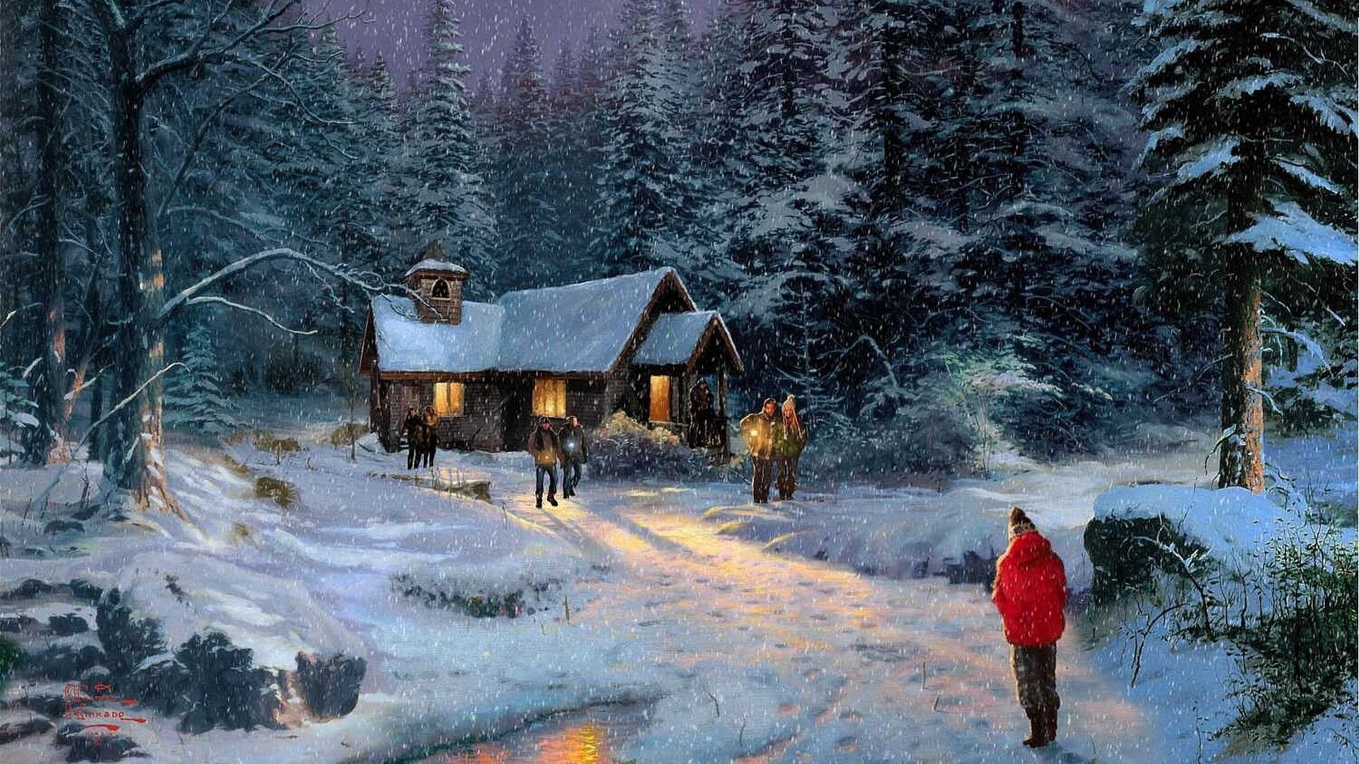 1920x1080 Thomas Kinkade Christmas Wallpaper, Desktop