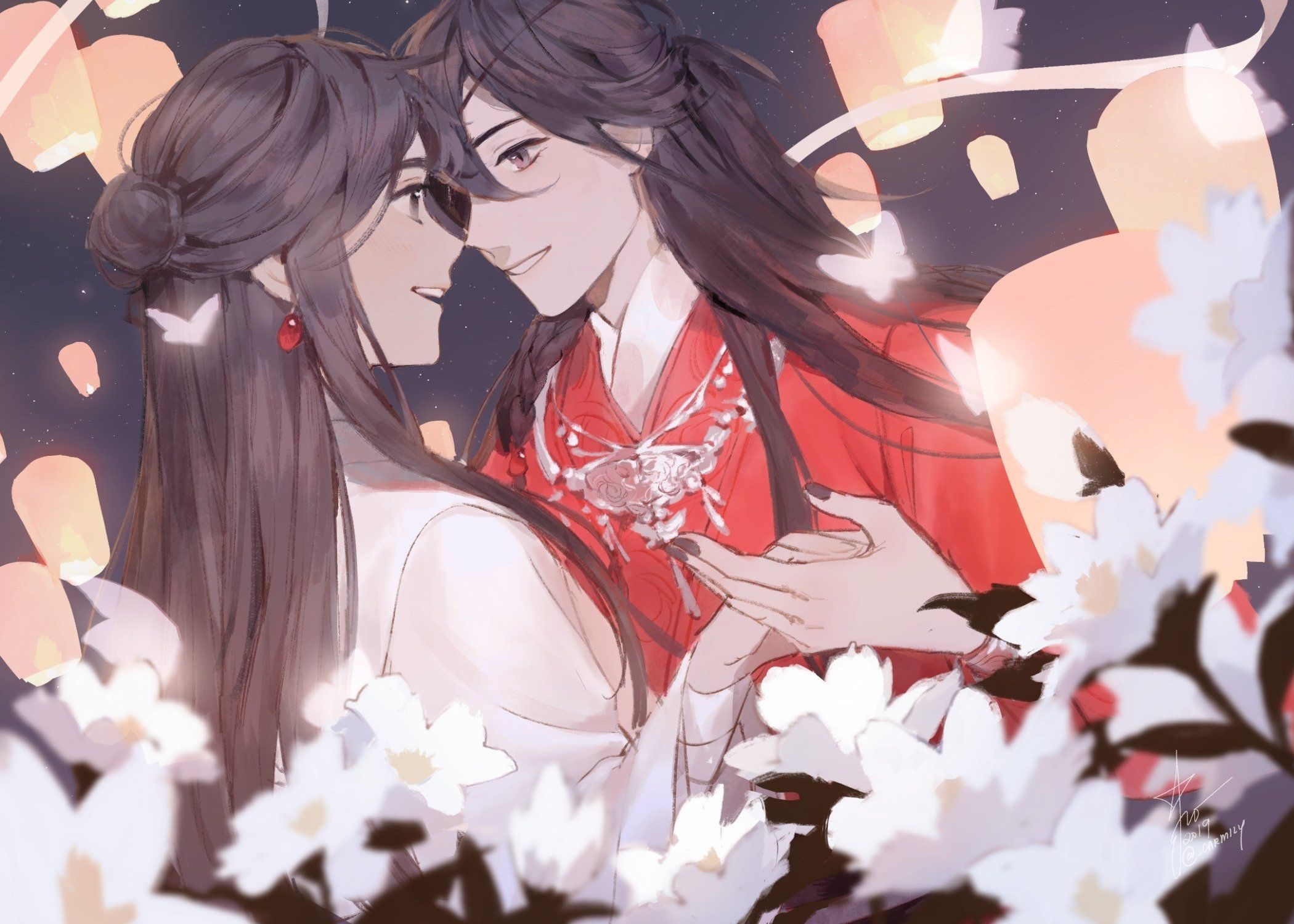 2100x1500 Download  Hua Cheng, Xie Lian, Tian Guan Ci Fu, Couple, Desktop