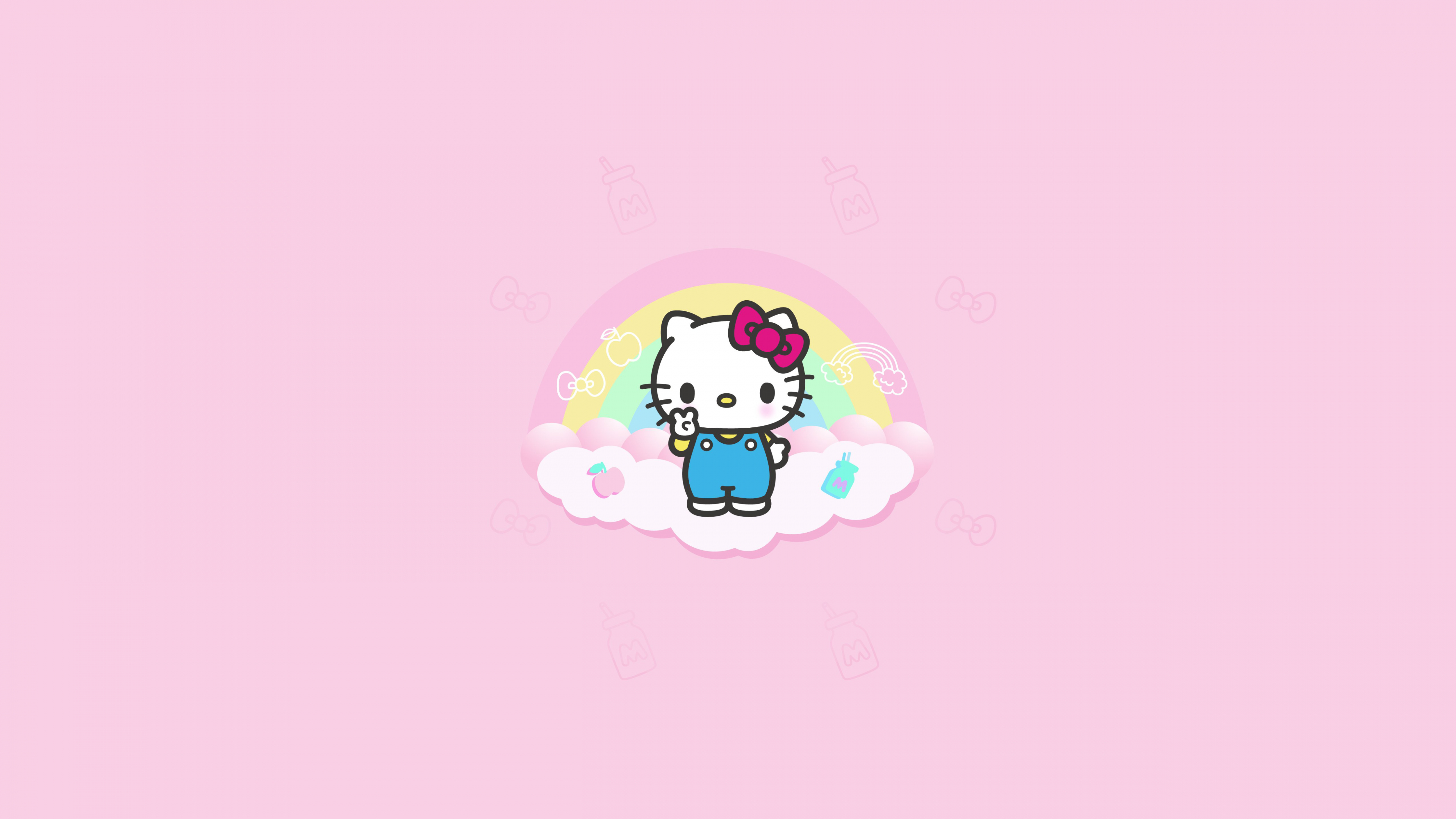 4480x2520 Hello Kitty minimal Wallpaper 4K, Pink background, Others, Desktop