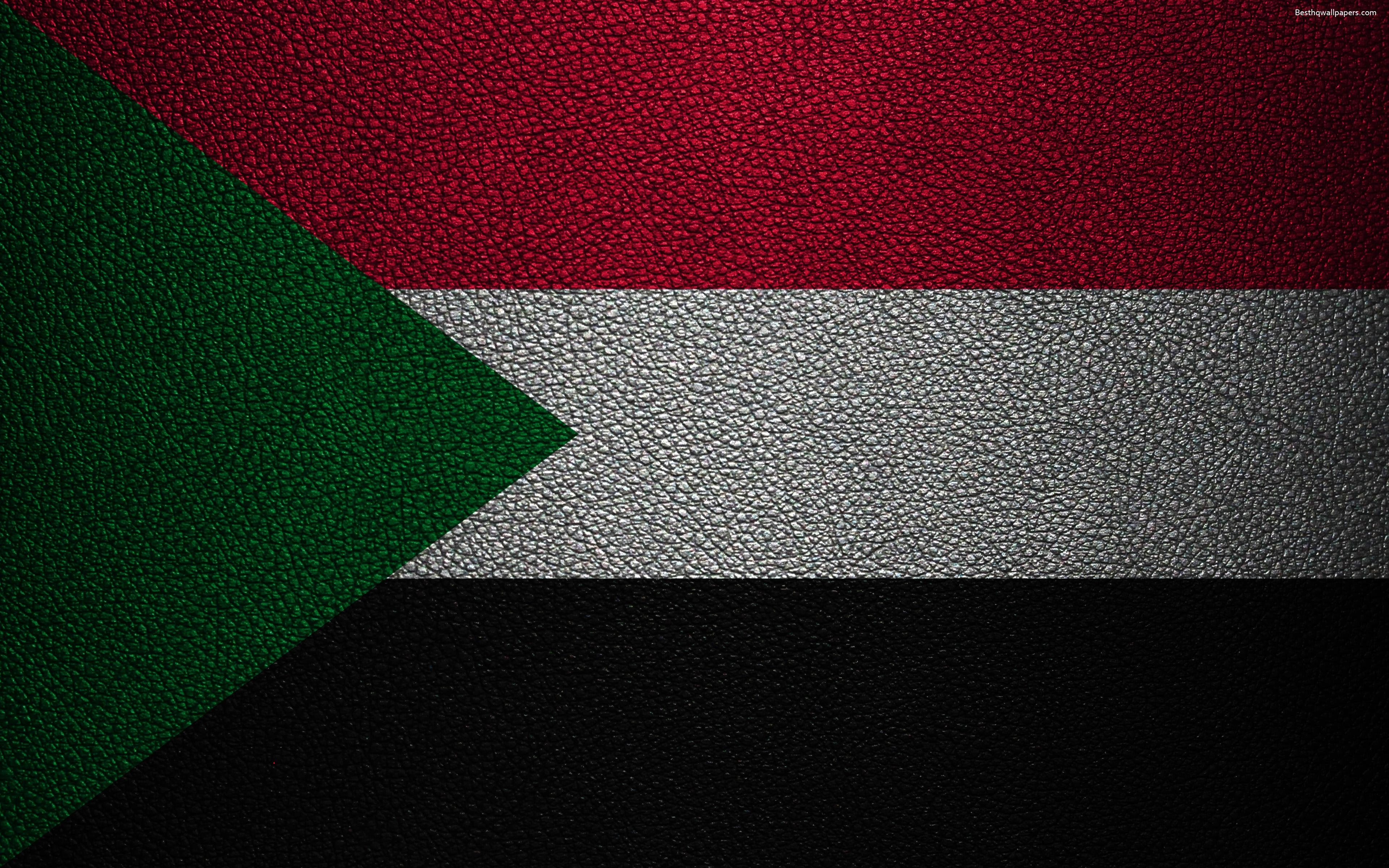 3840x2400 Download wallpaper Flag of Sudan, Africa, 4K, leather texture, Desktop