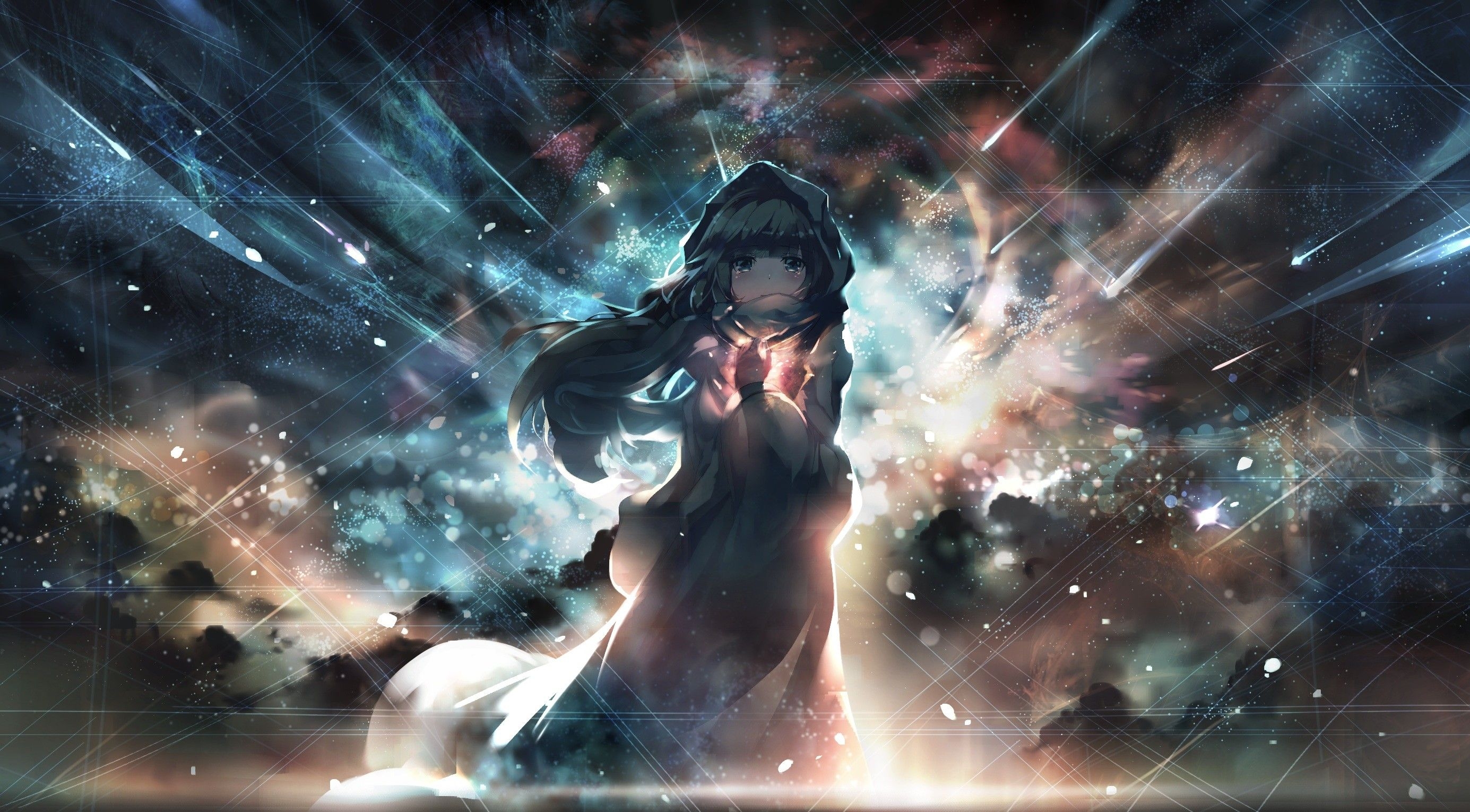 2770x1530 #hoods, #anime, #anime girls, #original characters, Desktop
