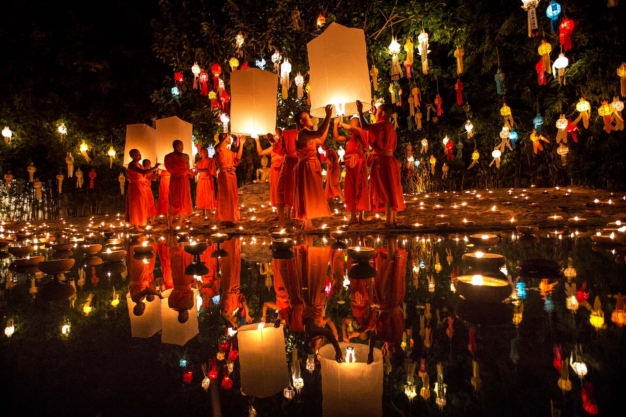 2100x1400 Free photo: Loi Krathong Festival, Sky, Thai Download, Desktop