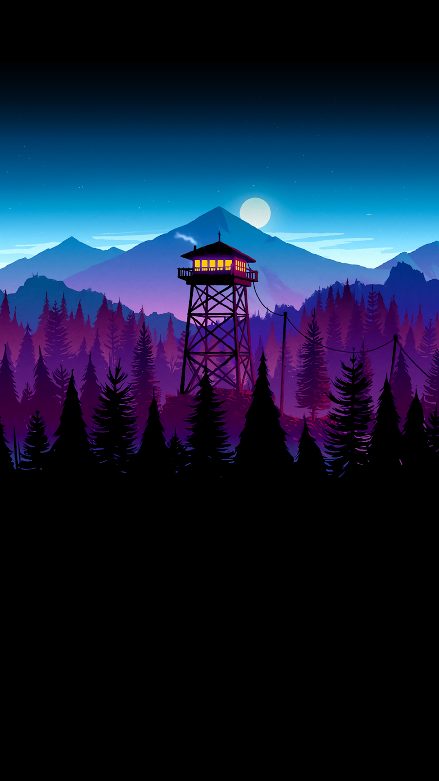 900x1600 Firewatch Night Wallpaper for (Saving battery for Amoled display), Phone