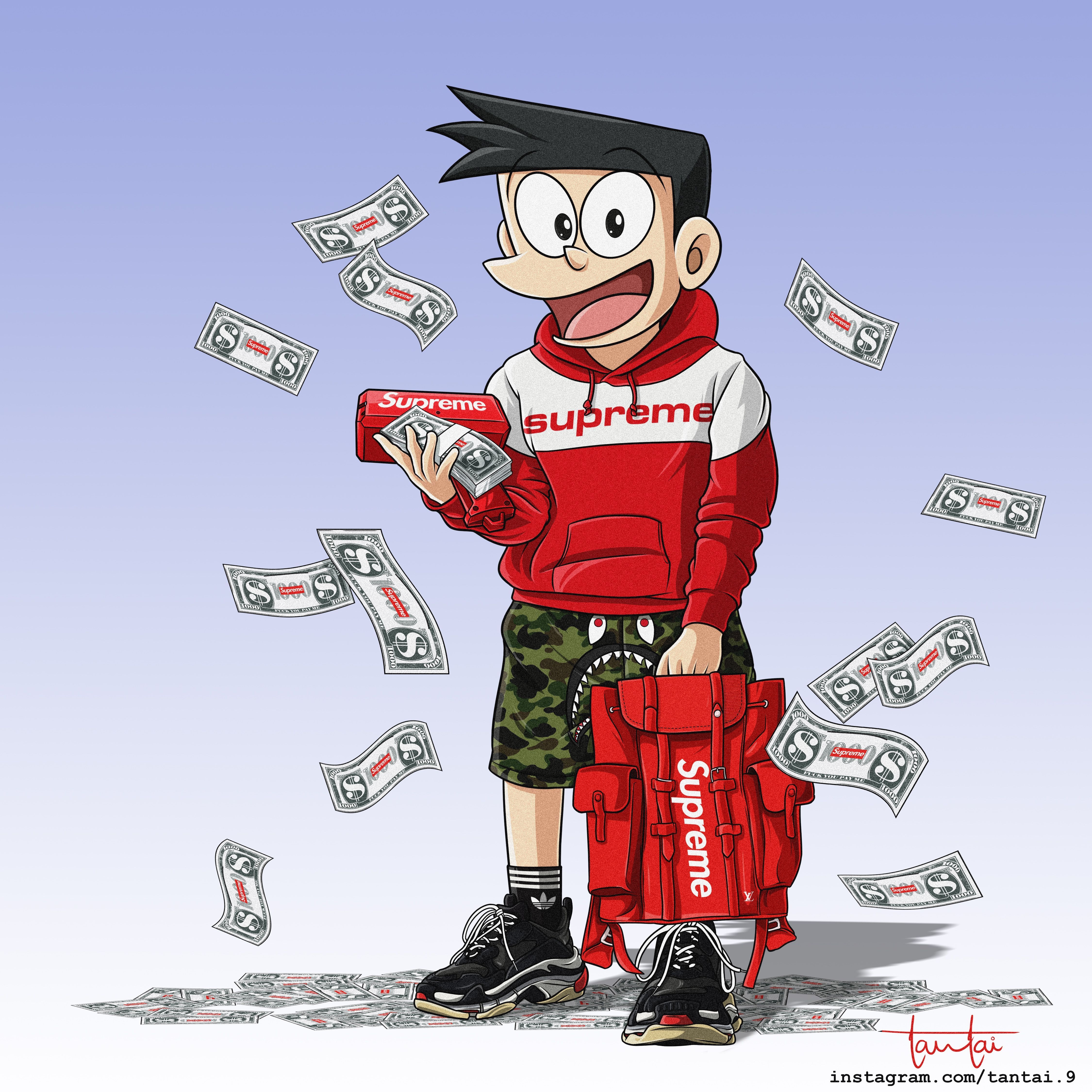 4500x4500 Suneo x Supreme #artwork #illustration #gang #hypebeast, Phone