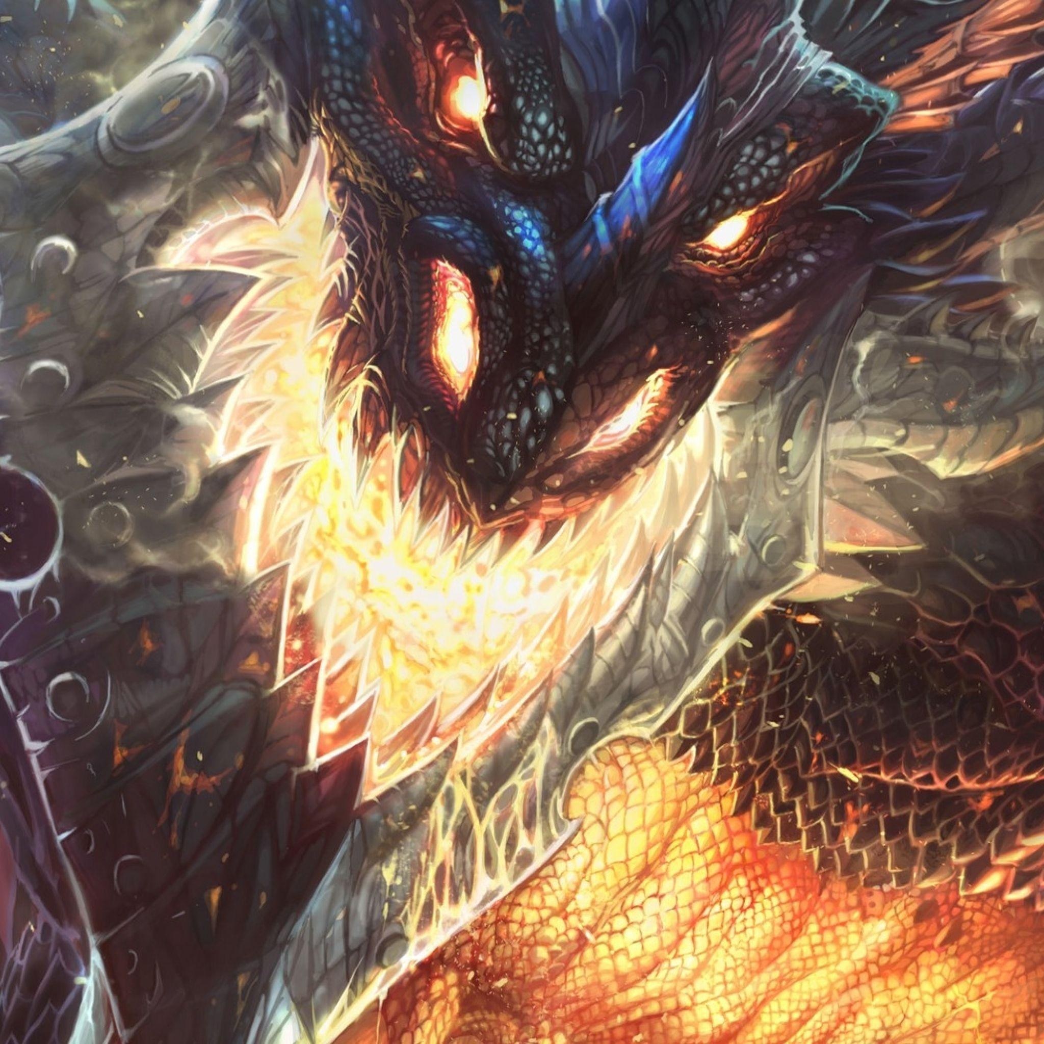 2050x2050 Warcraft Dragon Face Fire To See More Sci Fi & Fanatsy, Phone