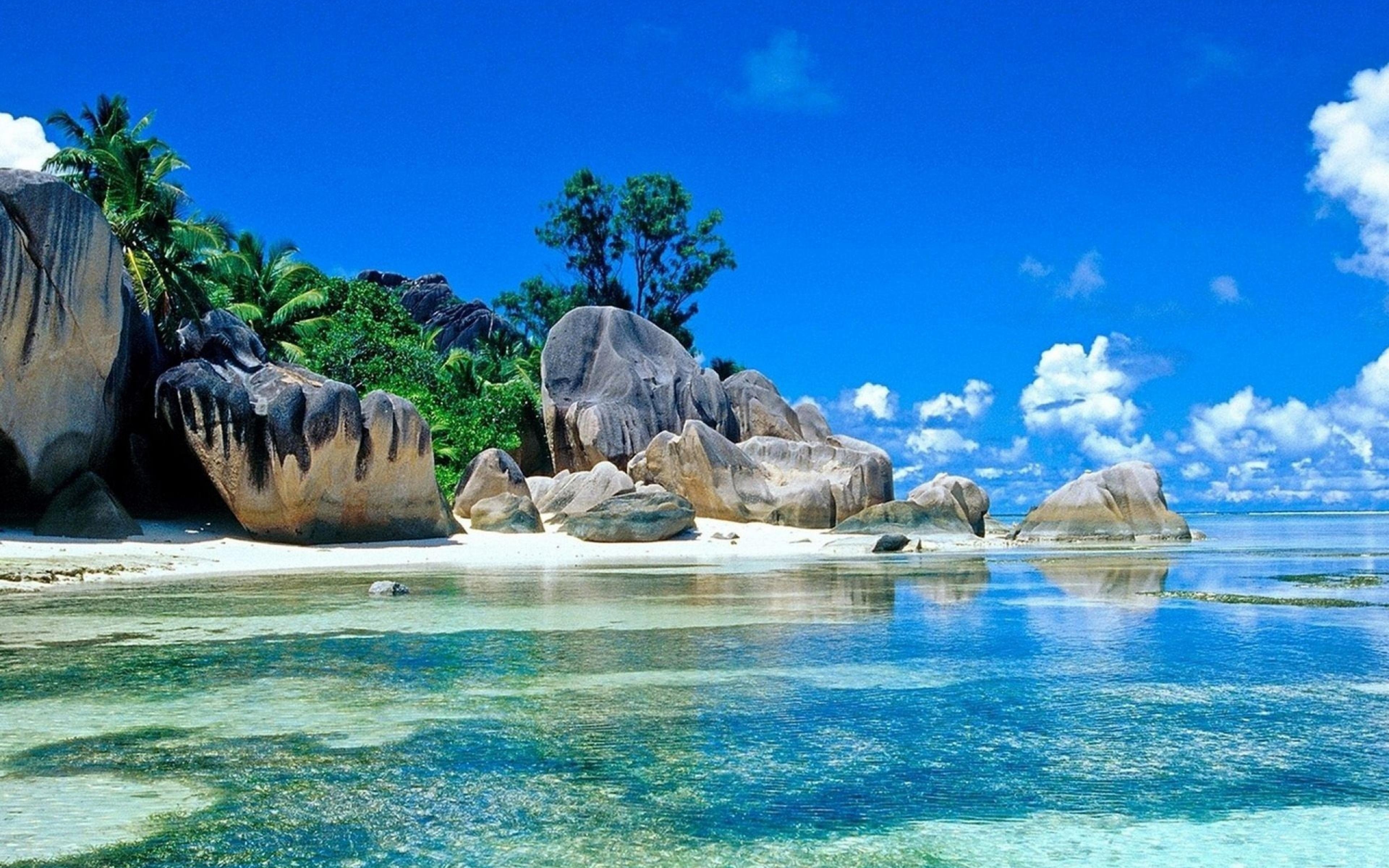 3840x2400 Download HD Sea Tropical Island Stones Sky Blue Summer Wallpaper, Desktop