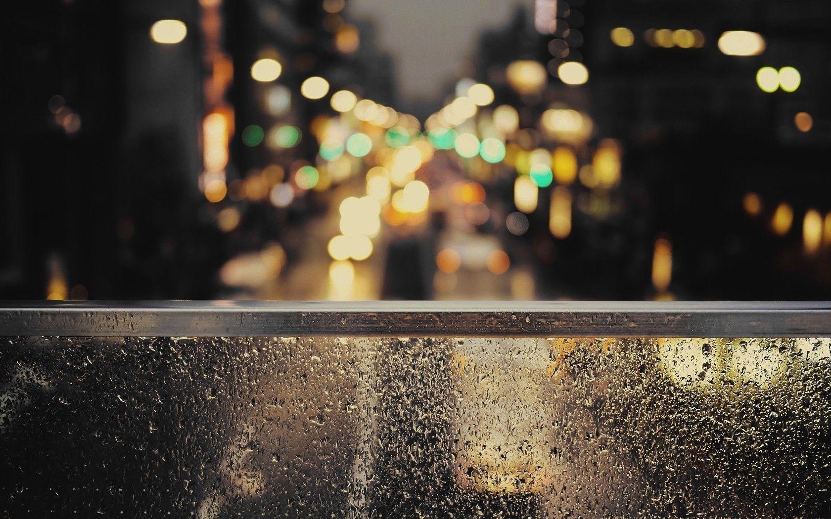 1680x1050 City lights beyond the rainy window wallpaper #, Desktop