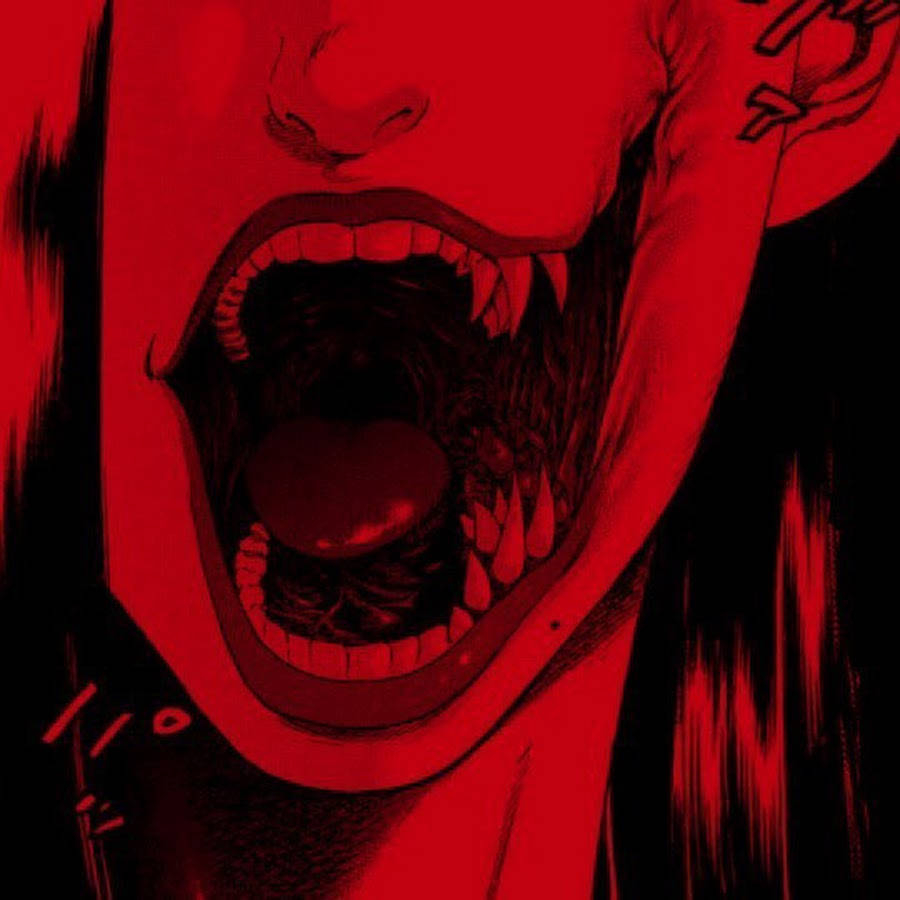 900x900 Download Monster's Mouth Edgy Anime Pfp Wallpaper, Phone