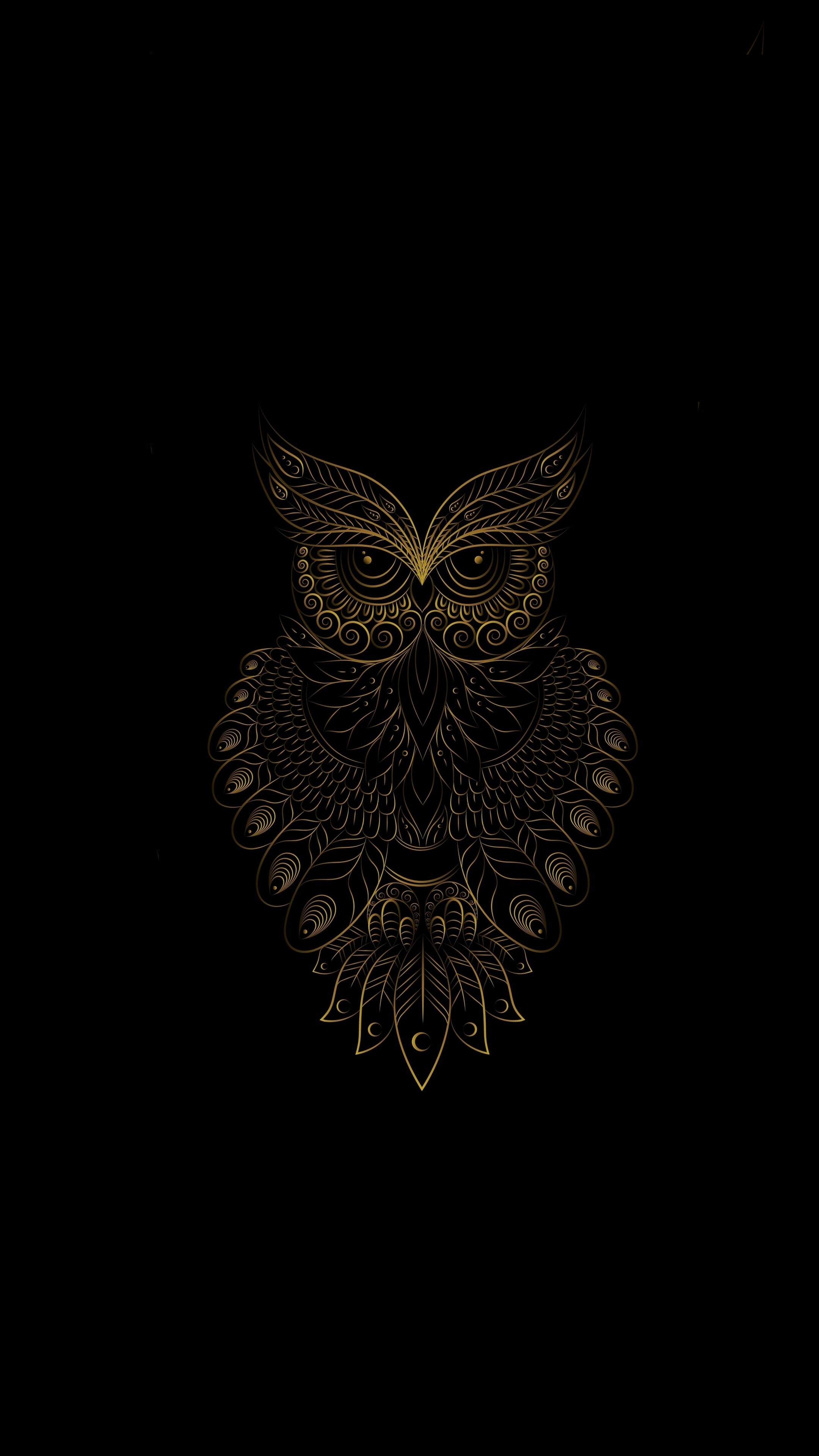 2160x3840 Golden Owl bird, pattern, art wallpaper. Owl wallpaper, Owl bird, Owl, Phone