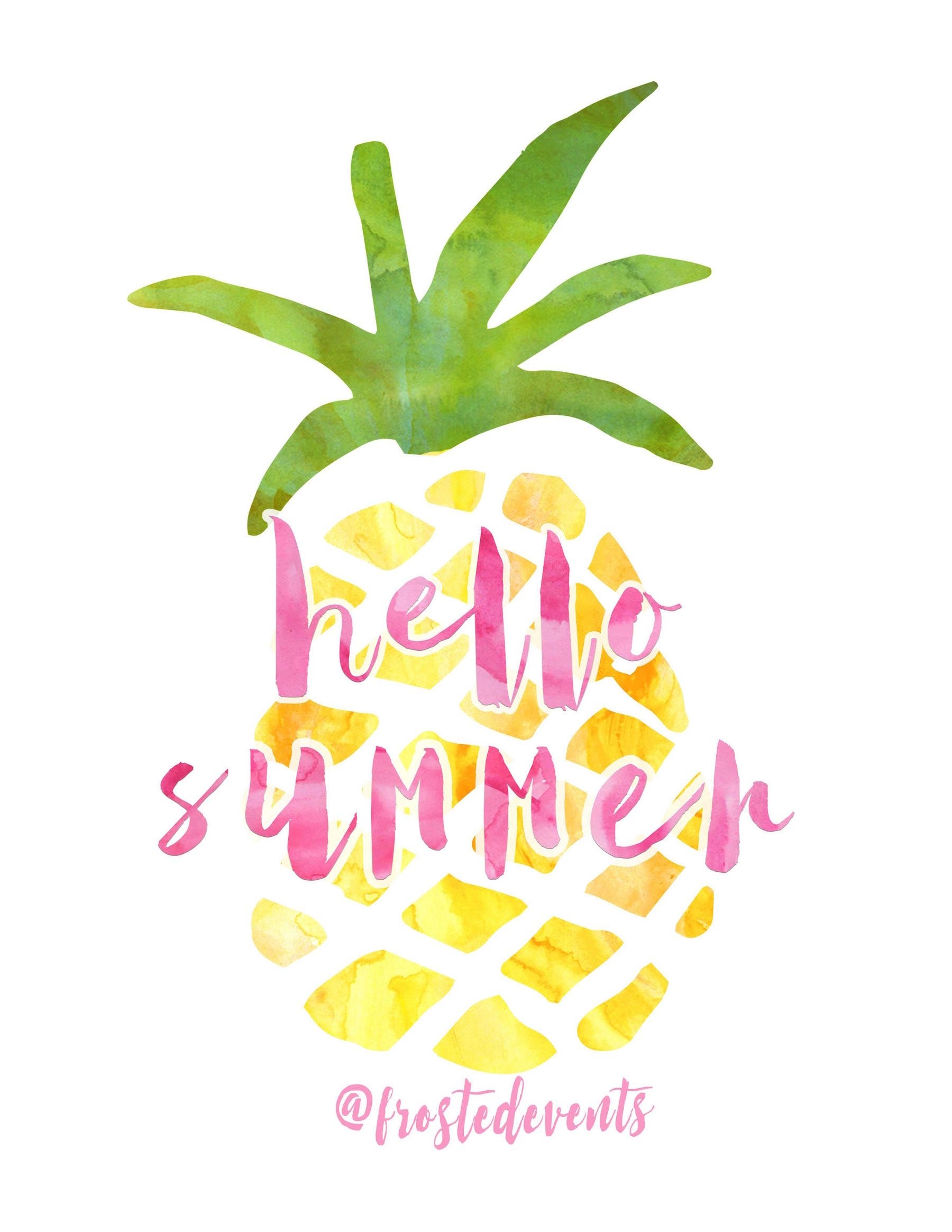 1800x2330 Free Pineapple Print. Hello Summer Pineapple Watercolor Printable, Phone