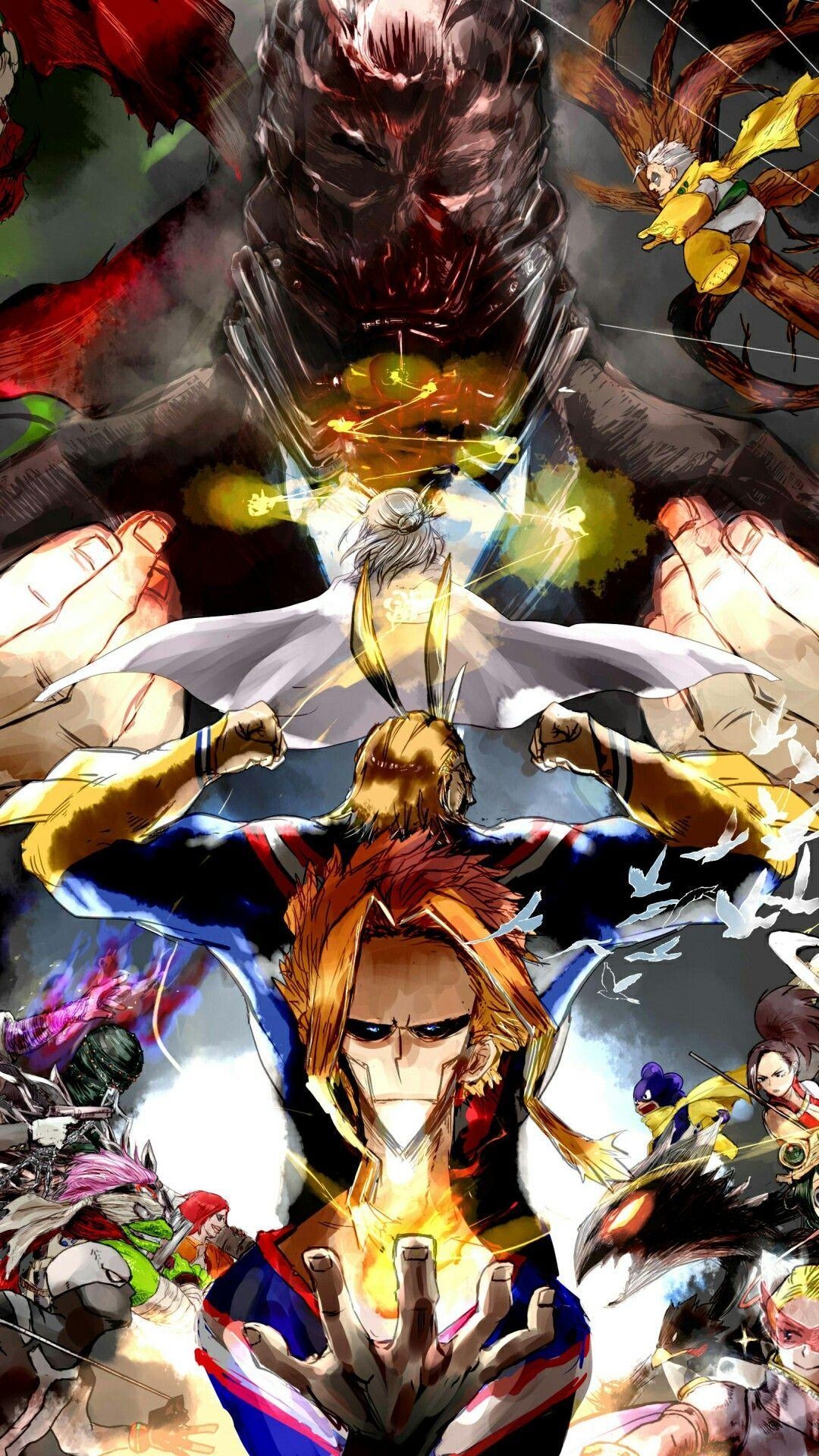 1080x1920 All Might And Class 1 A Vs All For One And The Villains. My Hero, Phone