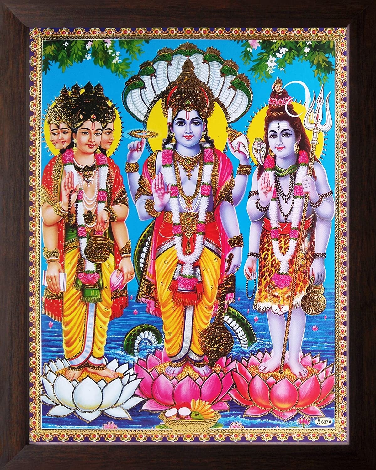 1200x1500 Art N Store: Lord Brahma, Vishnu, Mahesh Wall Painting Poster, Phone