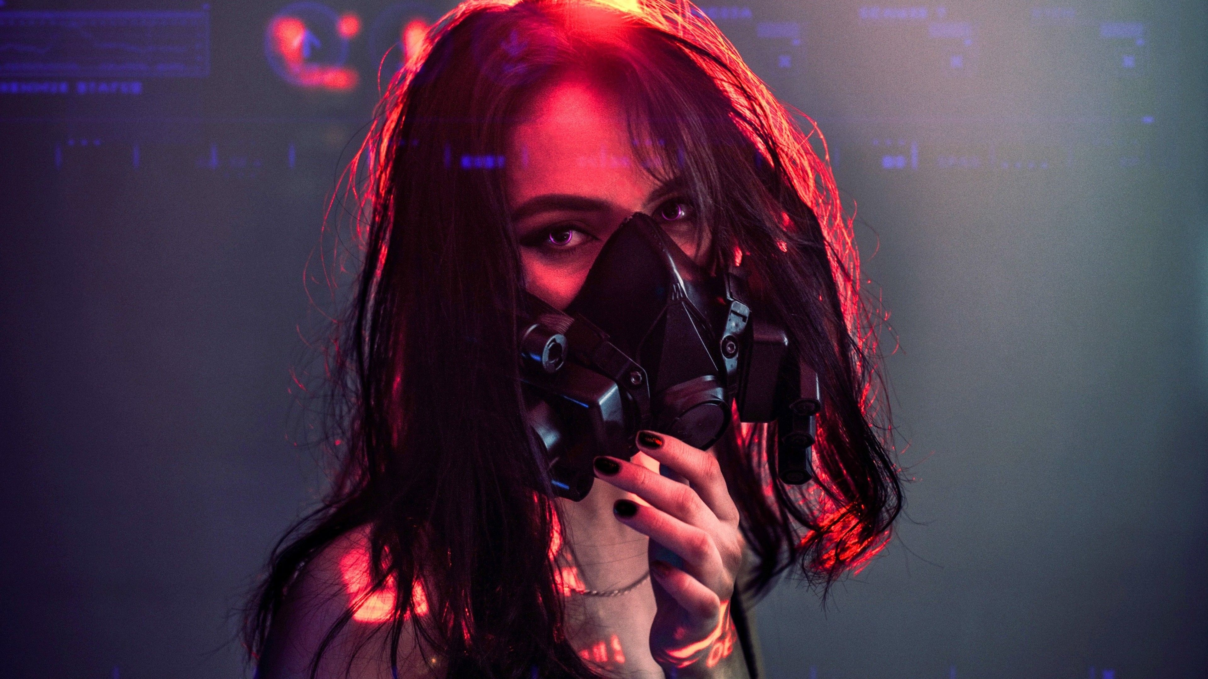 3840x2160 Girl 4K Wallpaper, Respirator mask, Urban, HD, Photography, Desktop