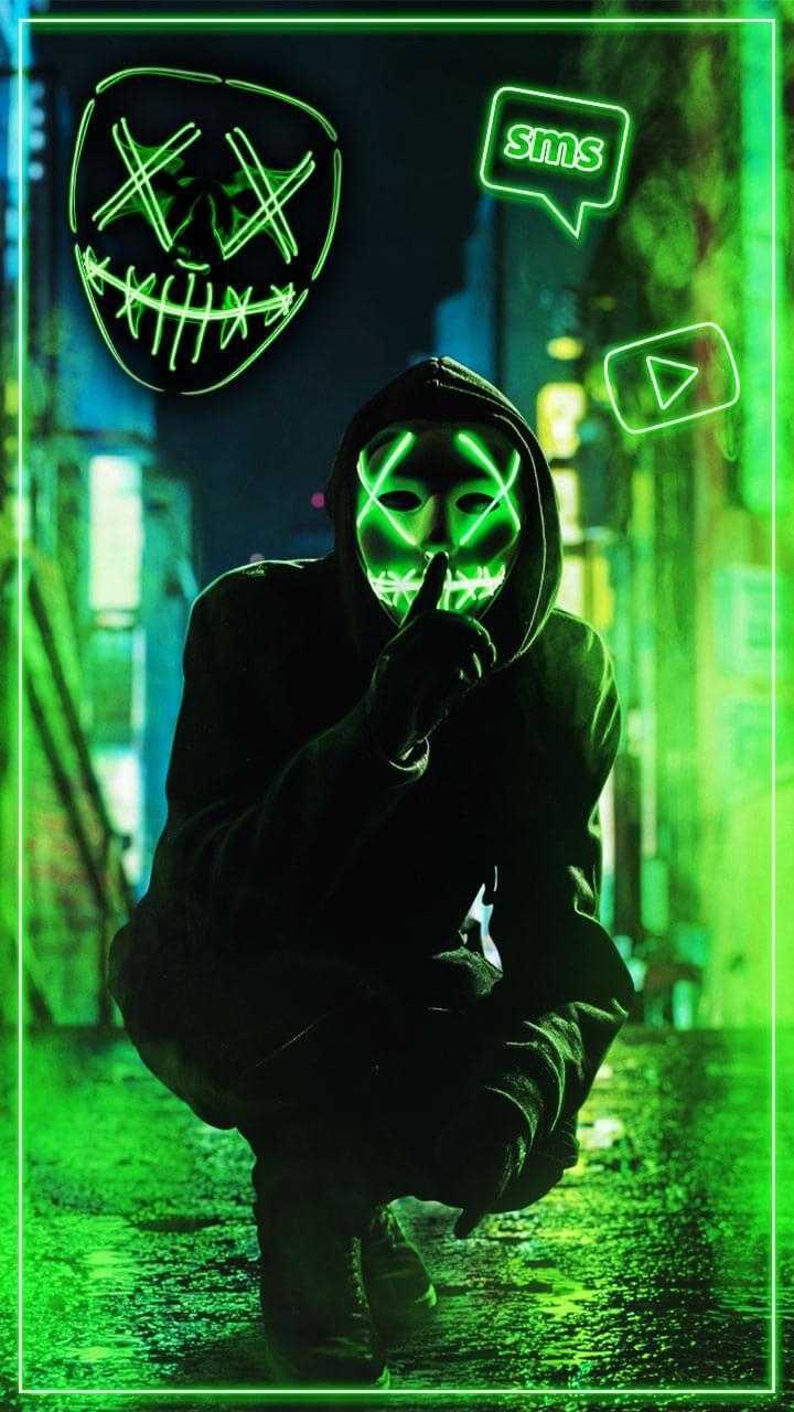 720x1280 Neon, Mask, Cool, Man Theme & Live Wallpaper for Android, Phone