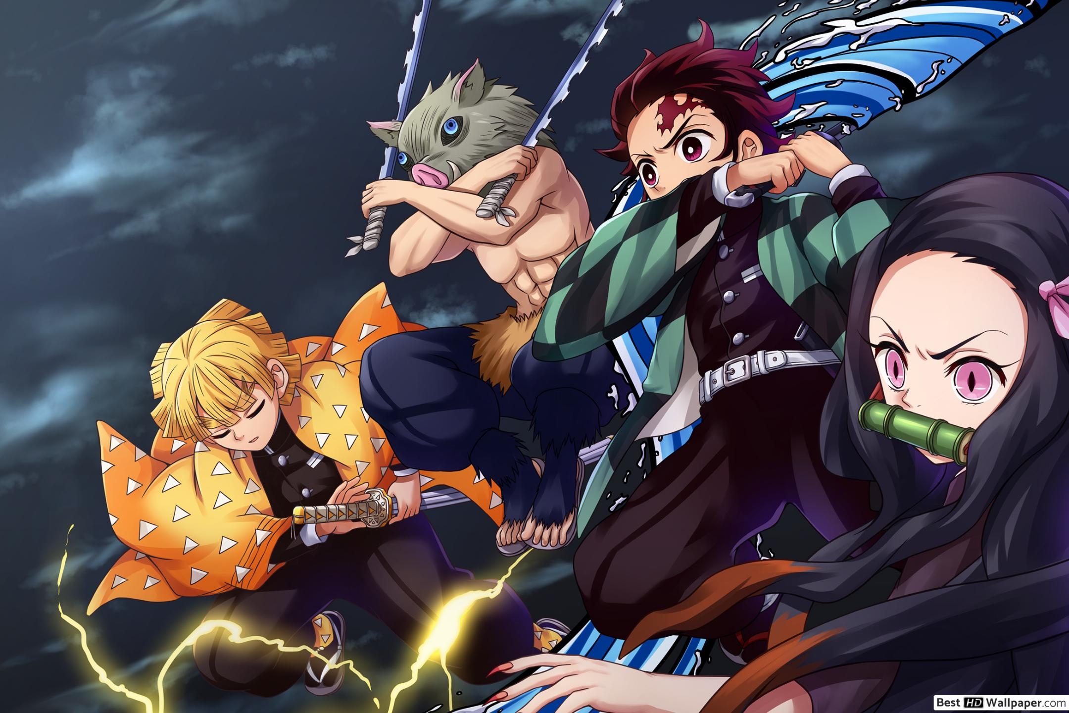 2160x1440 Demon Slayer, Kimetsu No Yaiba Agatsuma, Inosuke Hashibira, Tanjiro Kamado & Nezuko Kamado HD wallpaper download, Desktop