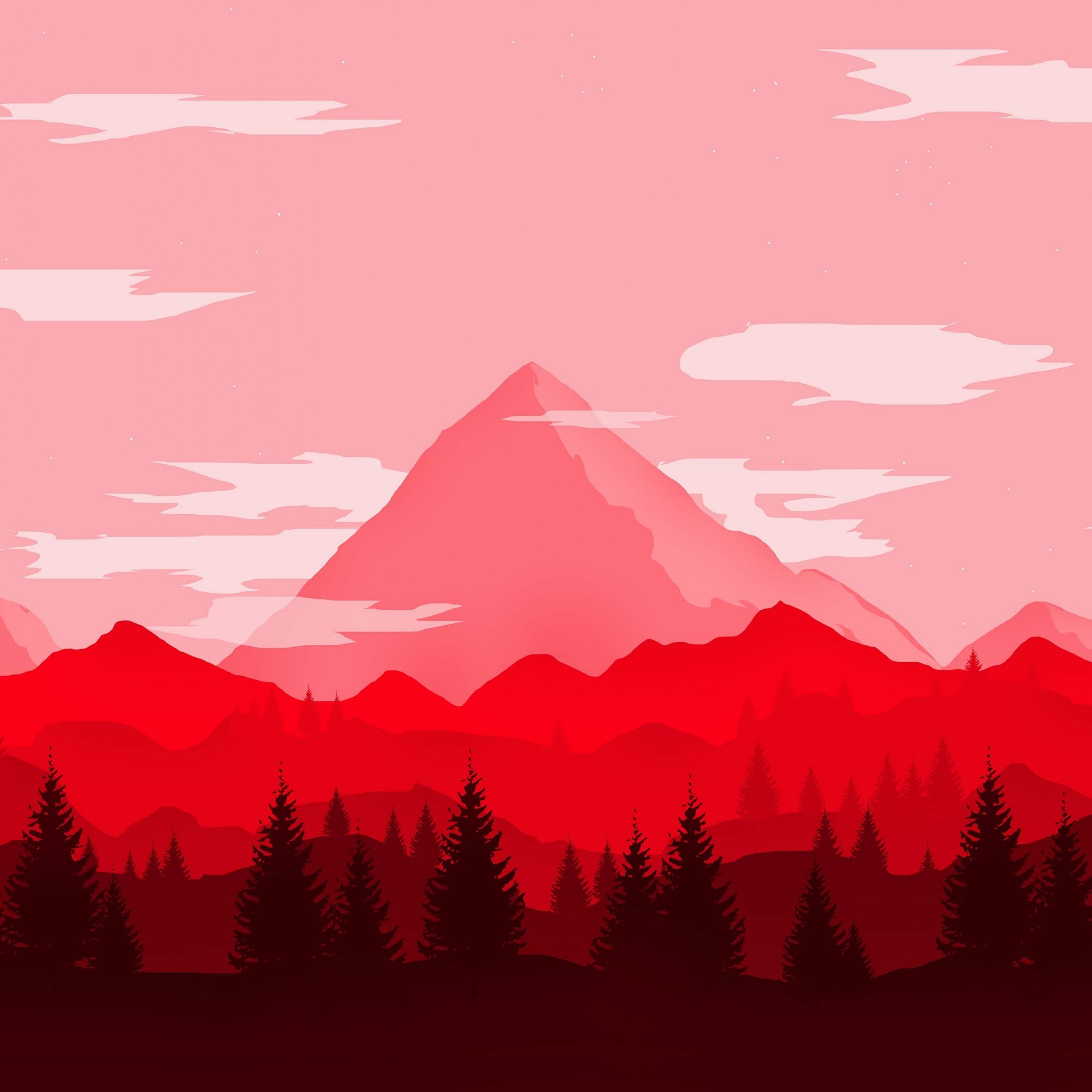 2940x2940 Download Red mountains, digital art, minimalist wallpaper, Phone