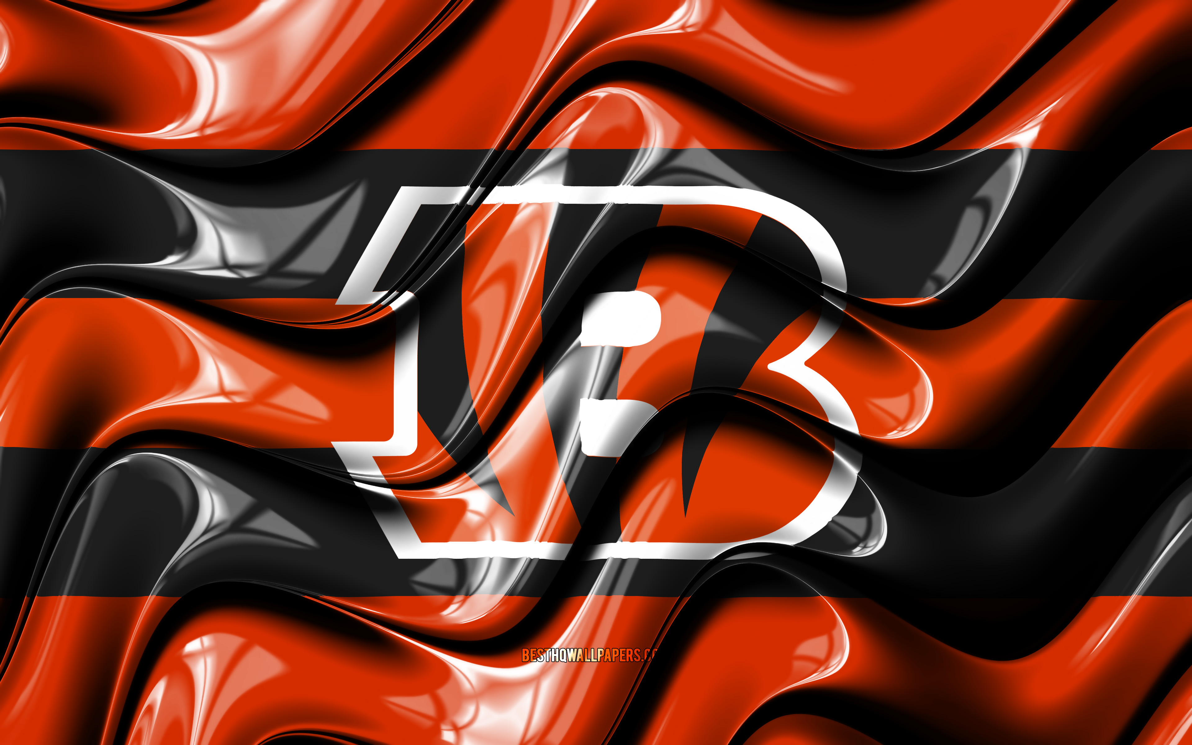 3840x2400 Download wallpaper Cincinnati Bengals flag, 4k, orange and black 3D waves, NFL, american football team, Cincinnati Bengals logo, american football, Cincinnati Bengals for desktop with resolution. High Quality HD picture wallpaper, Desktop