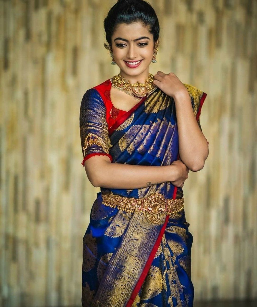 1010x1200 StyleDiaries of Rashmika Mandanna. Pattu saree blouse, Phone