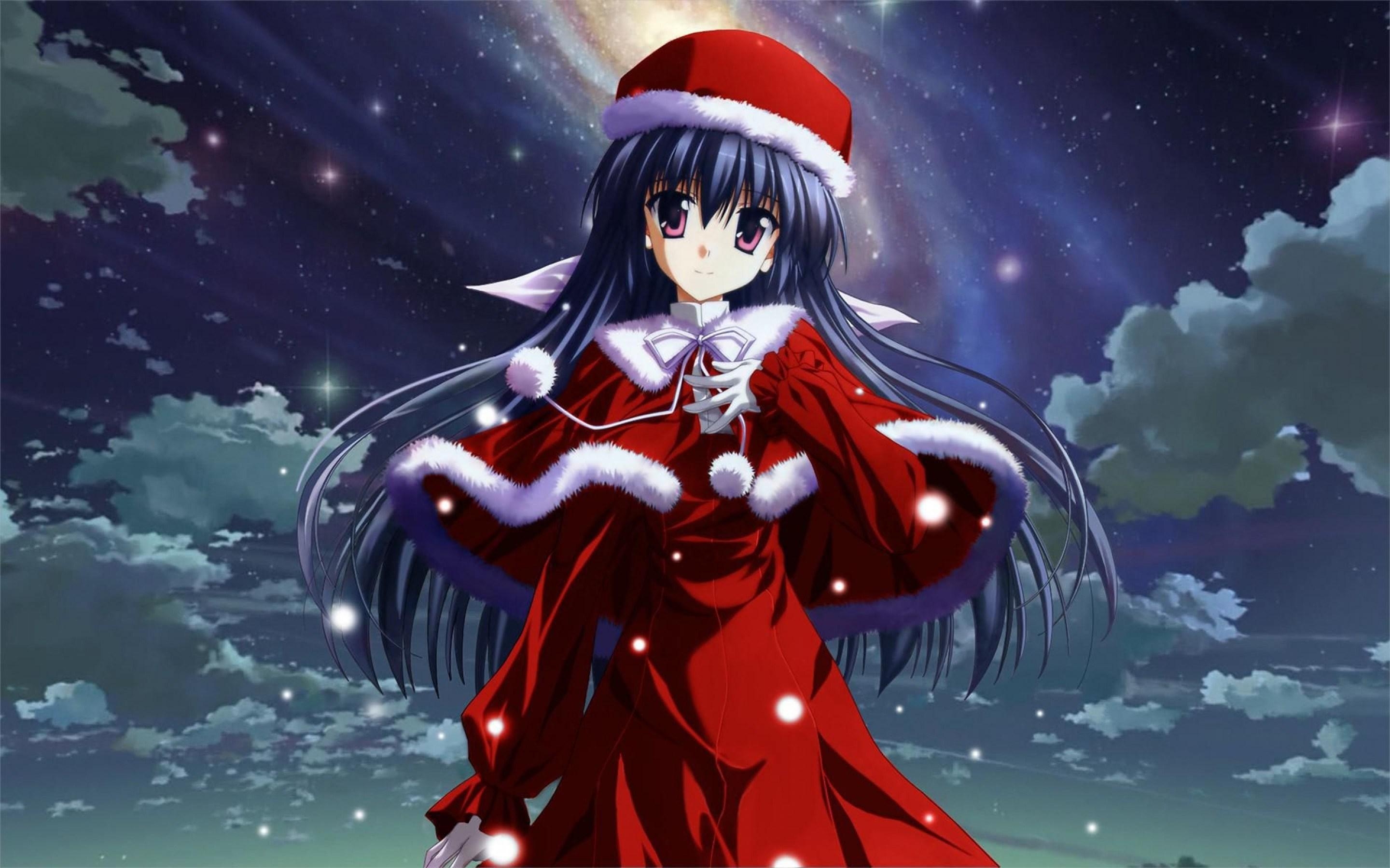 2880x1800 Merry Christmas Cute Anime Image Red Cute Anime Girl, Desktop