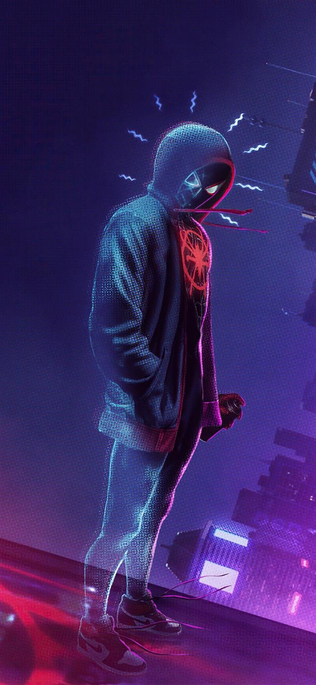 640x1390 spider man miles morales noise iPhone 12 Wallpaper Free Download, Phone