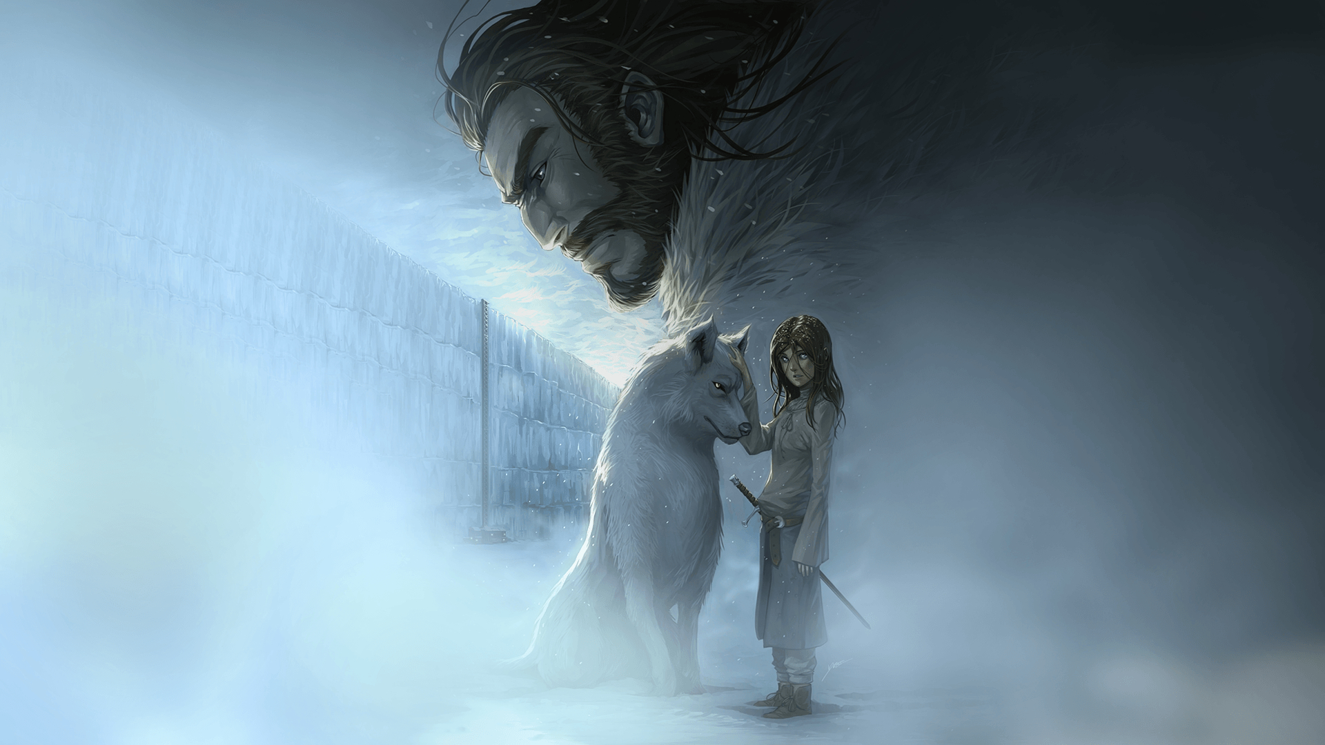 1920x1080 Game of Thrones Song of Ice and Fire The Wall Stark Direworf Wolf, Desktop