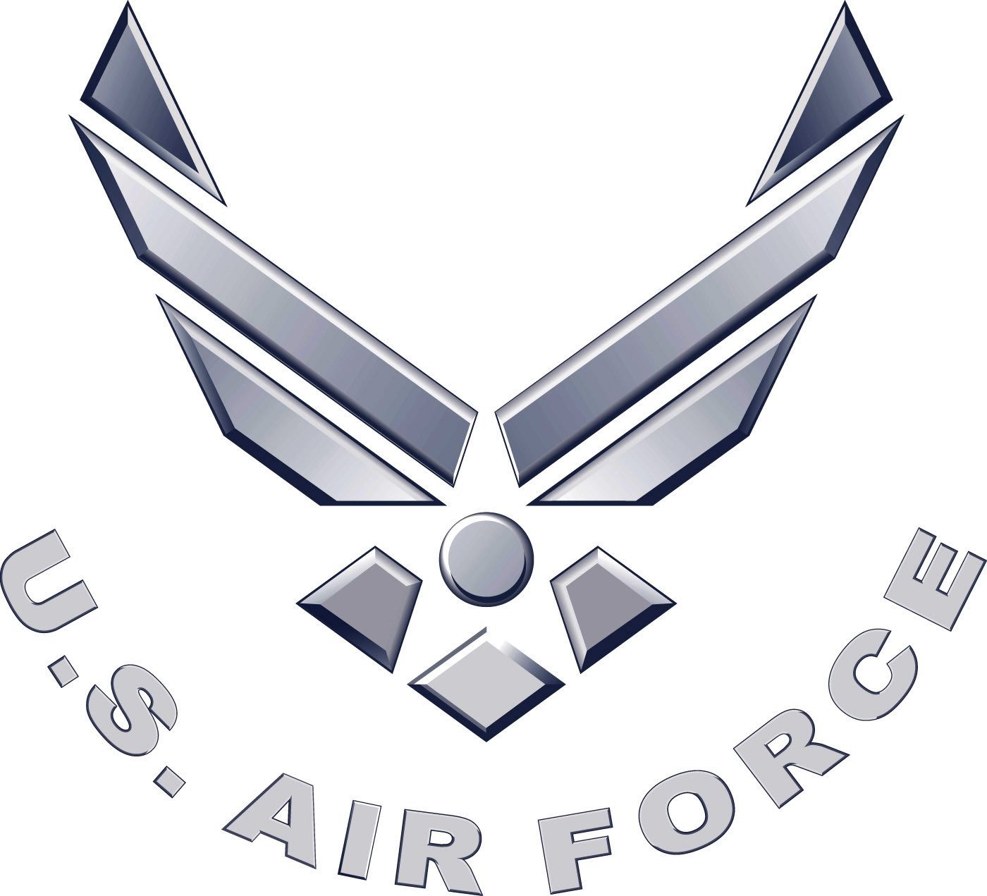 1400x1280 Air Force symbol, curved text, silver metallic, Desktop