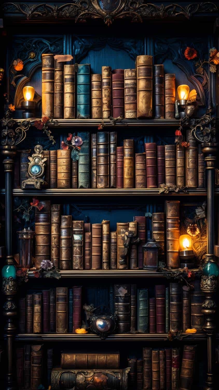 850x1500 Retro Book Library iPhone Wallpaper 4K, Phone