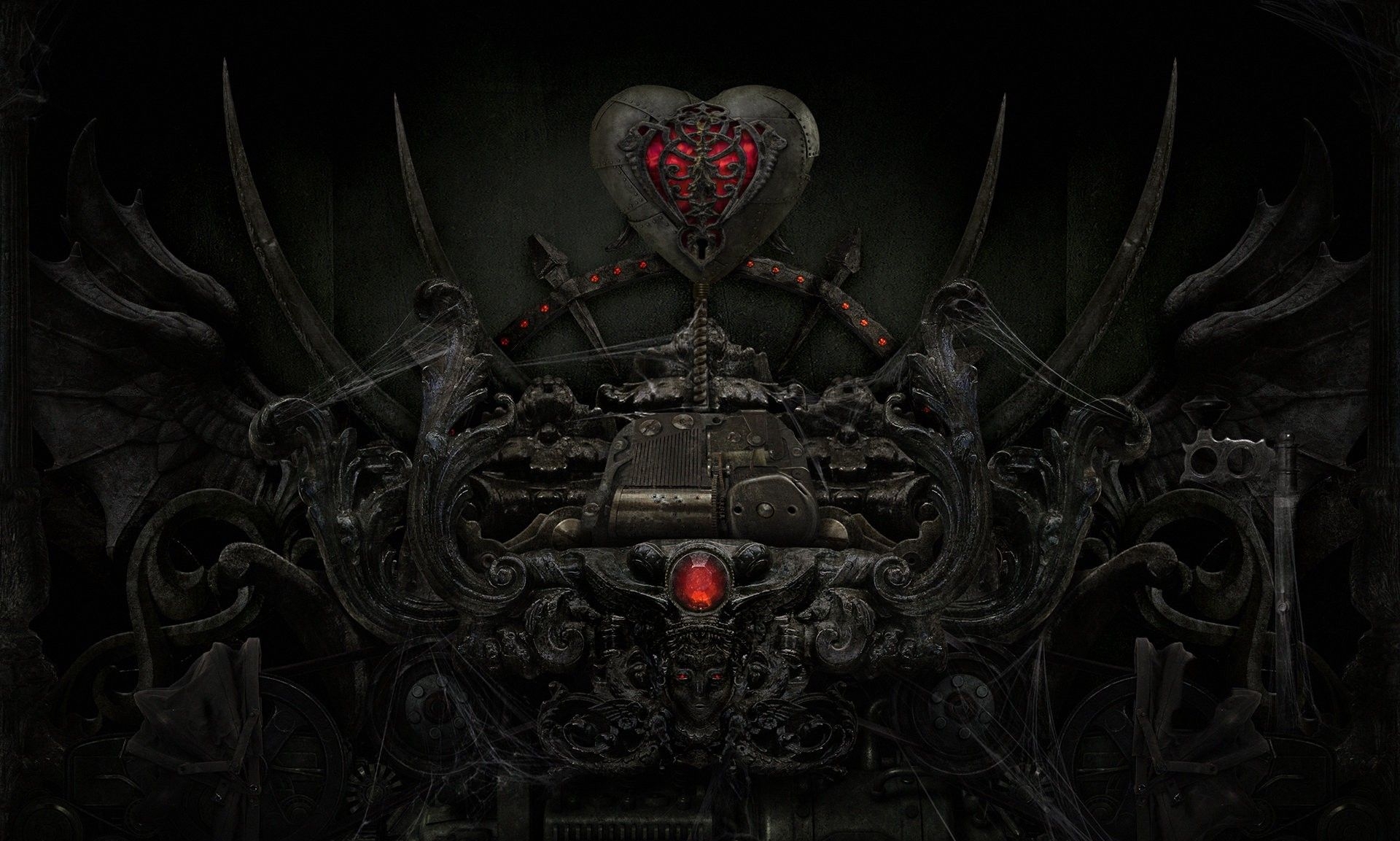 1920x1160 Dark love heart evil sci fi mech gothic wallpaperx1153, Desktop