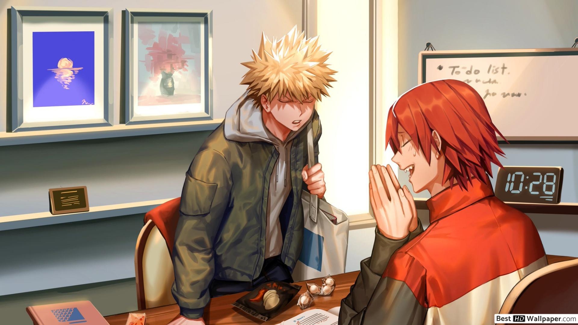 1920x1080 Katsuki Bakugo & Eijiro Kirishima (Office Work) HD wallpaper download, Desktop