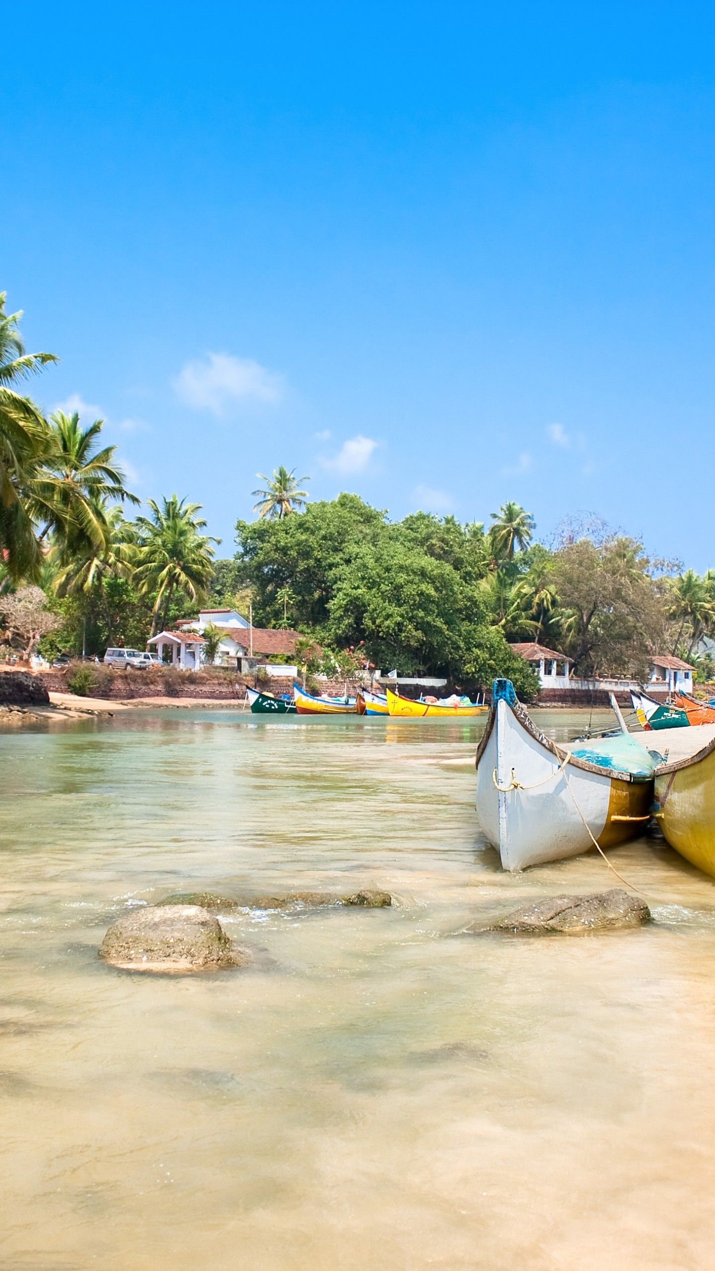 1440x2560 Wallpaper Goa, 5k, 4k wallpaper, India, Indian ocean, palms, boats, Phone