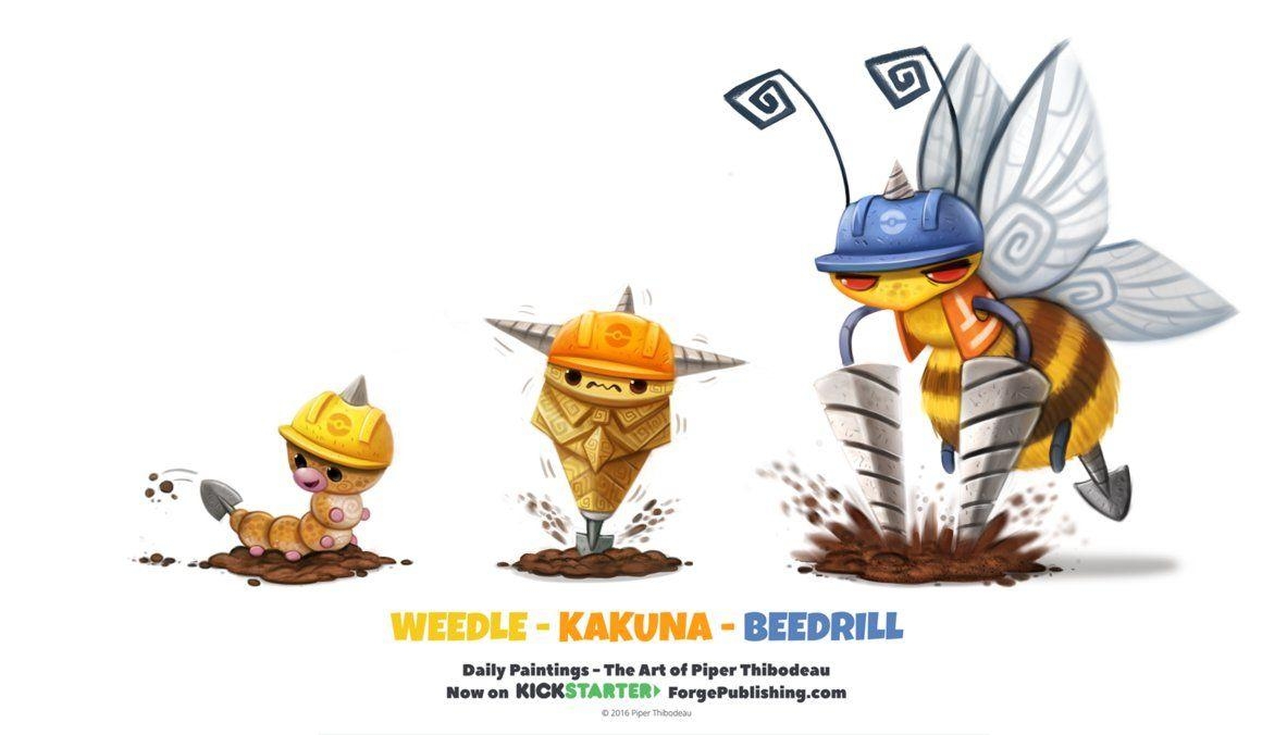 1190x680 Weedle/ Kakuna/ Beedrill By Cryptid Creations, Desktop