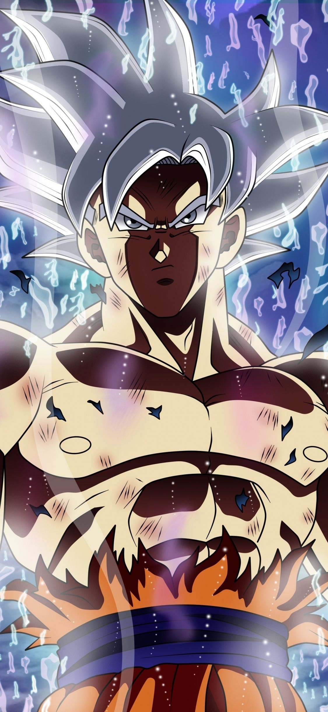 1130x2440 Download  wallpaper ultra power, white hair, dragon ball, Phone