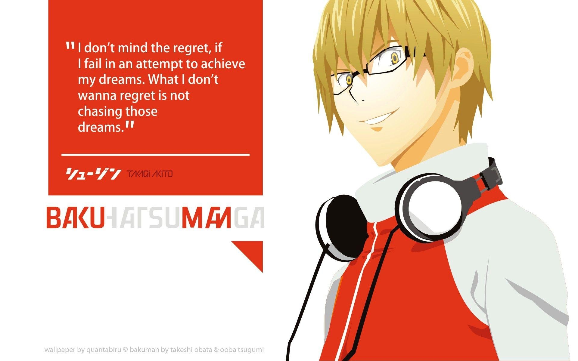 1920x1200 Quotes Akito Takagi Bakuman Anime Blondes Glasses Headphones Manga, Desktop