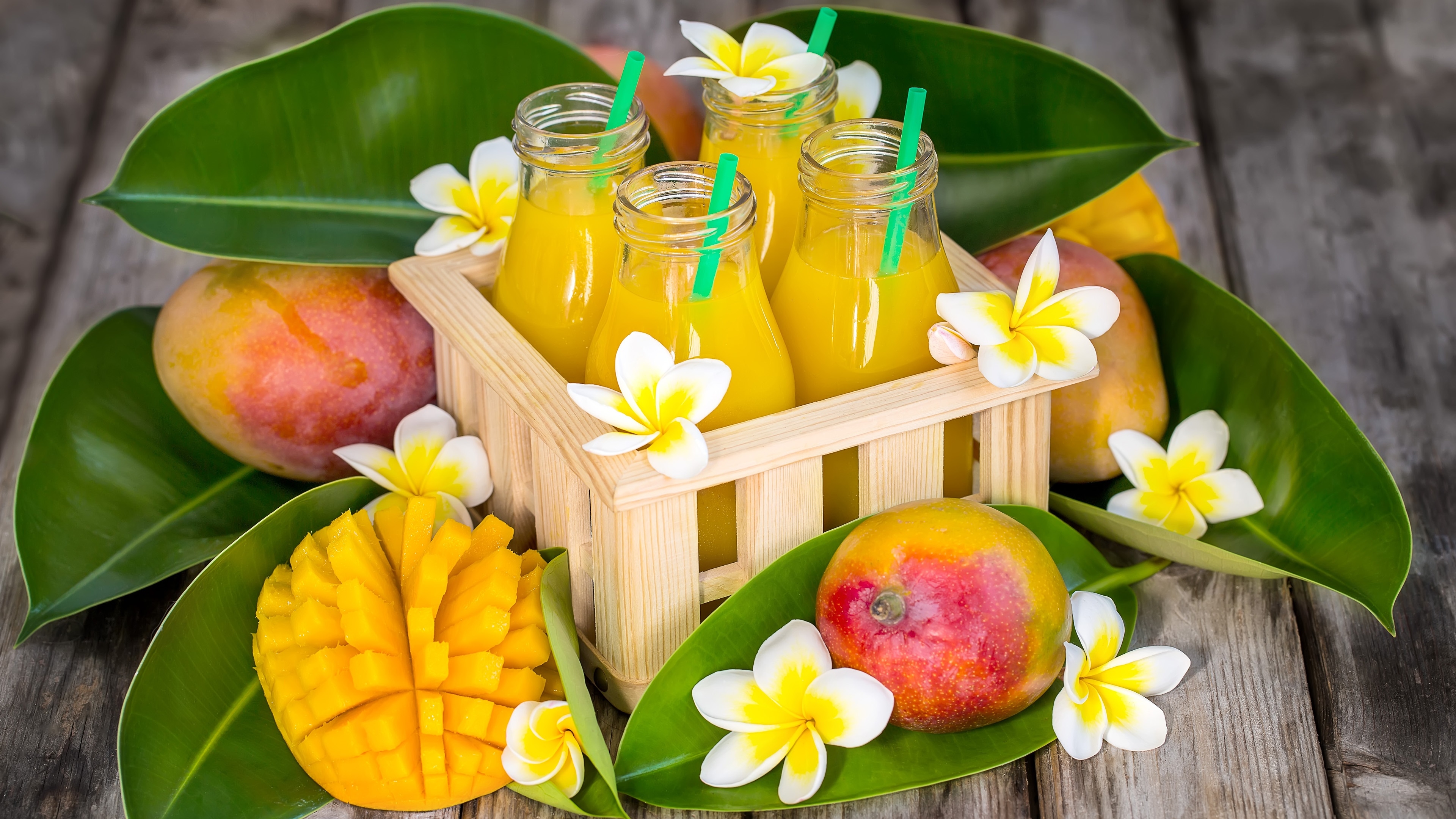 3840x2160 Mango Juice In Bottles 4K UltraHD Wallpaper Ultra, Desktop