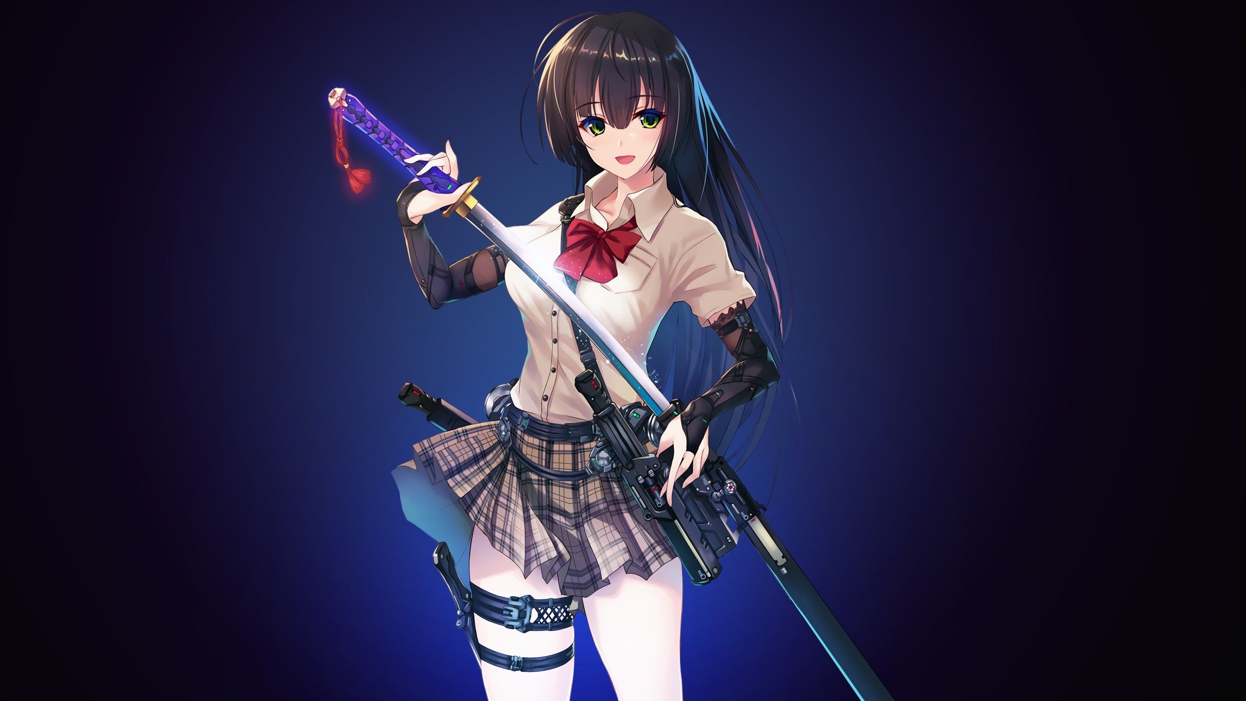 2560x1440 Wallpaper Anime girl, Sword, Katana, Samurai, 4K, Anime,. Wallpaper for iPhone, Android, Mobile and Desktop, Desktop