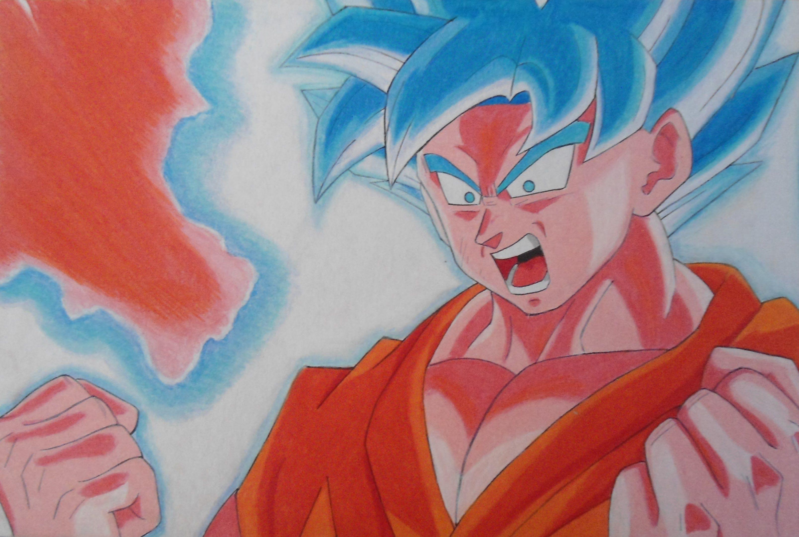 3220x2170 Collection of Goku Ssb Kaioken X10 Drawing. High quality, free, Desktop