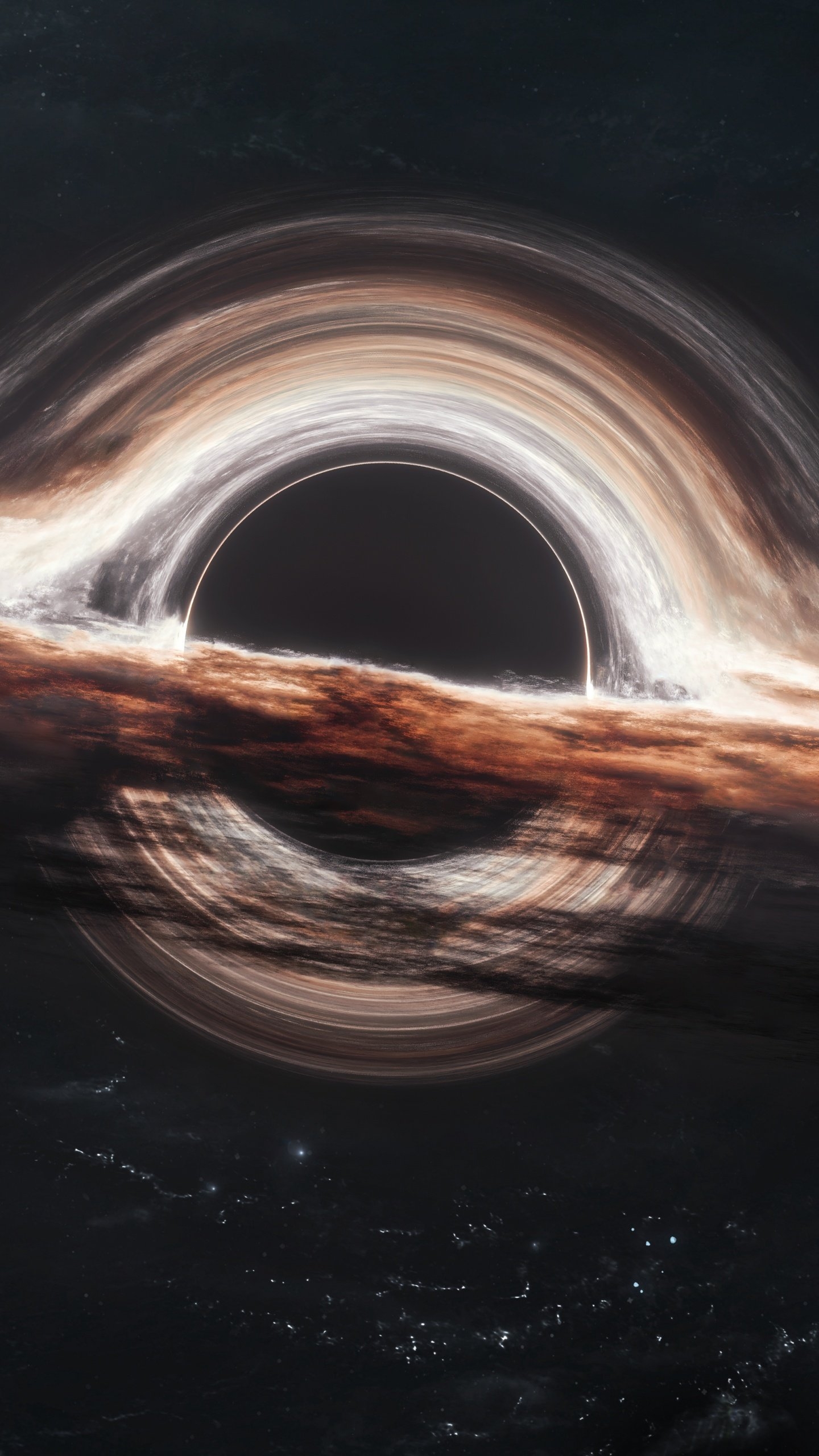 1440x2560 Gargantua black hole Wallpaper 4K, Interstellar, Cosmos, Space, Phone