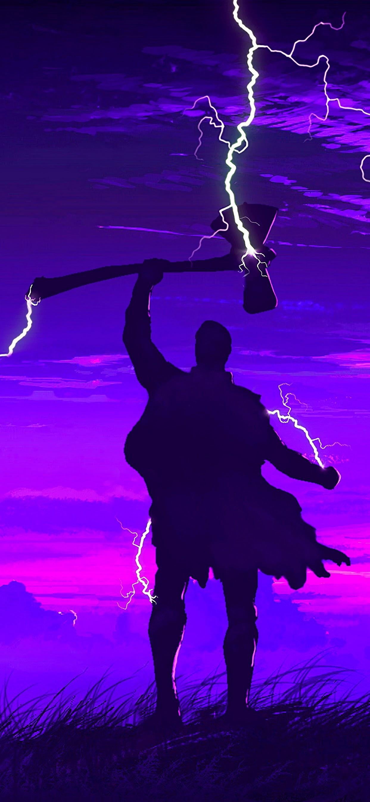 1250x2690 Avengers: Endgame Thor Stormbreaker Minimalist 4K Wallpaper, Phone